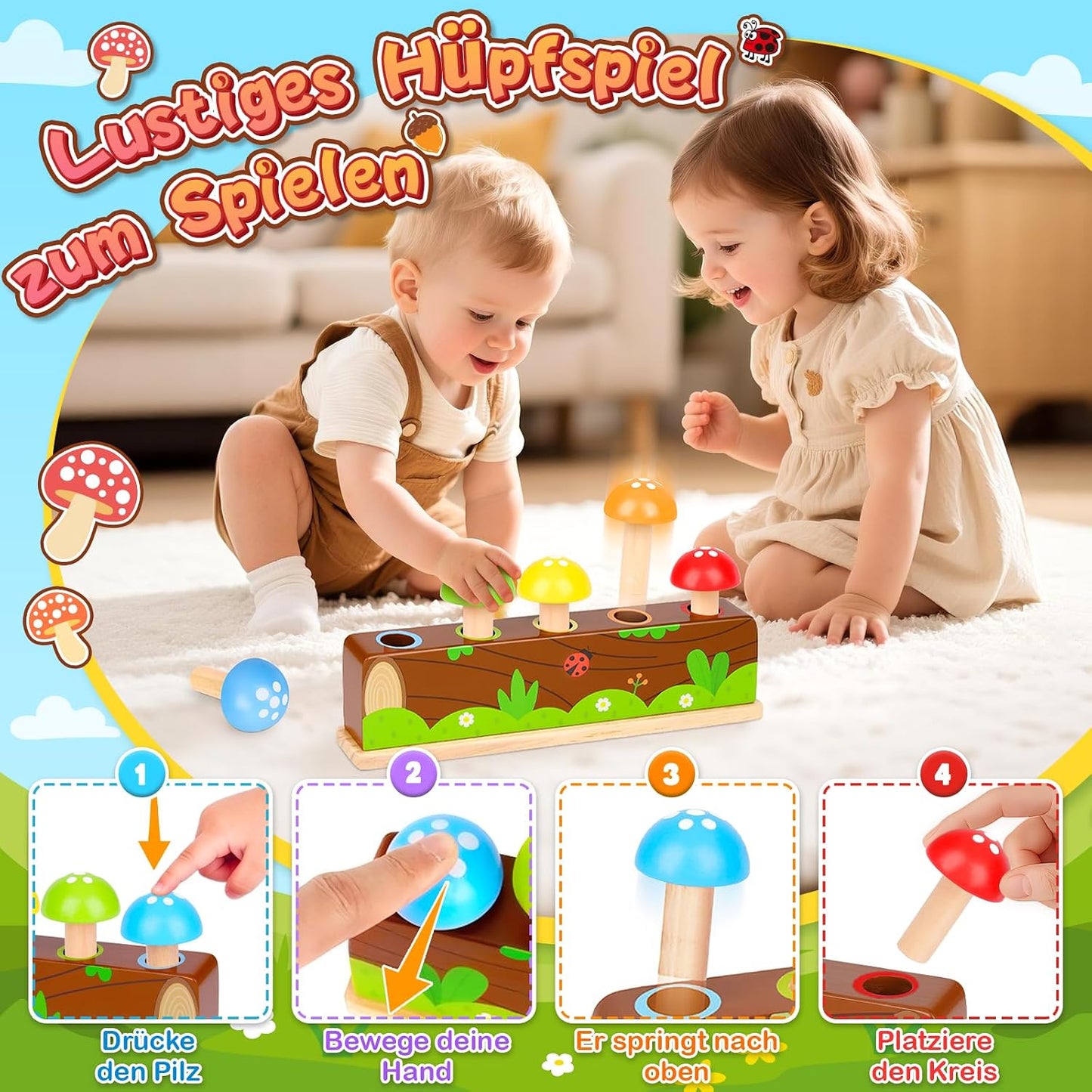 Pop Up Mushroom Bouncing Toy, pop up spielzeug