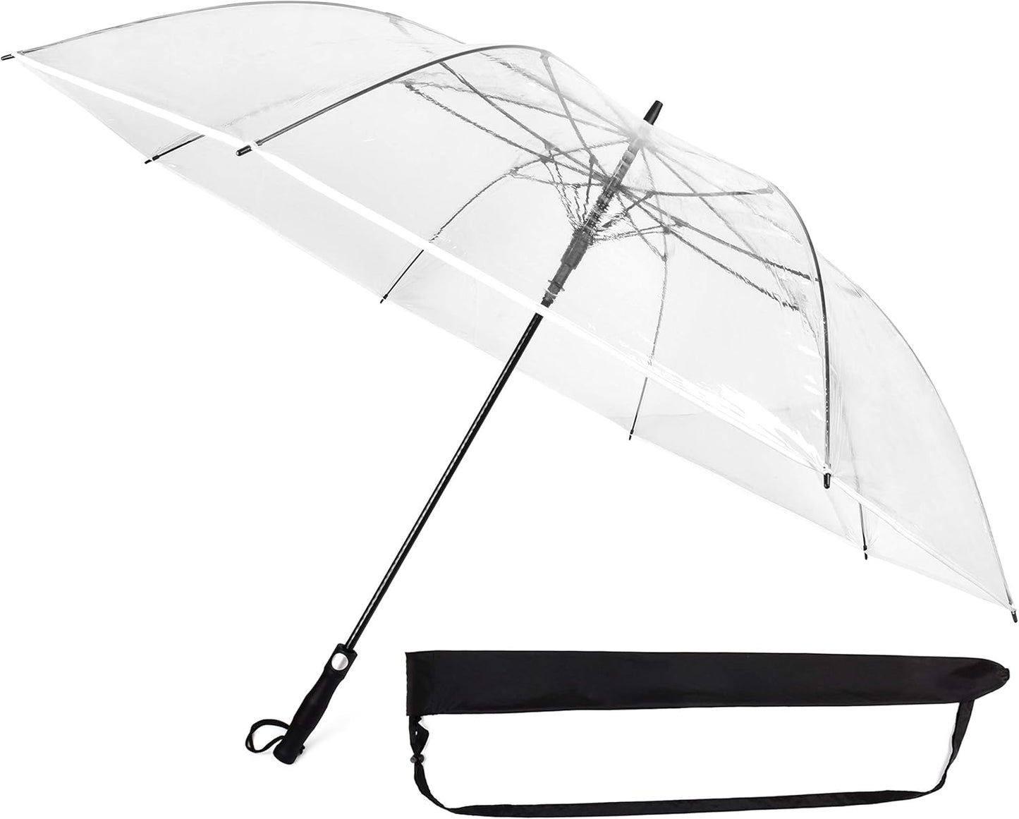 XXXL transparenter Regenschirm mit Automatiköffnung, Transparent - Weisser Rand, Ø150 cm - sehr sehr gross - XXXL