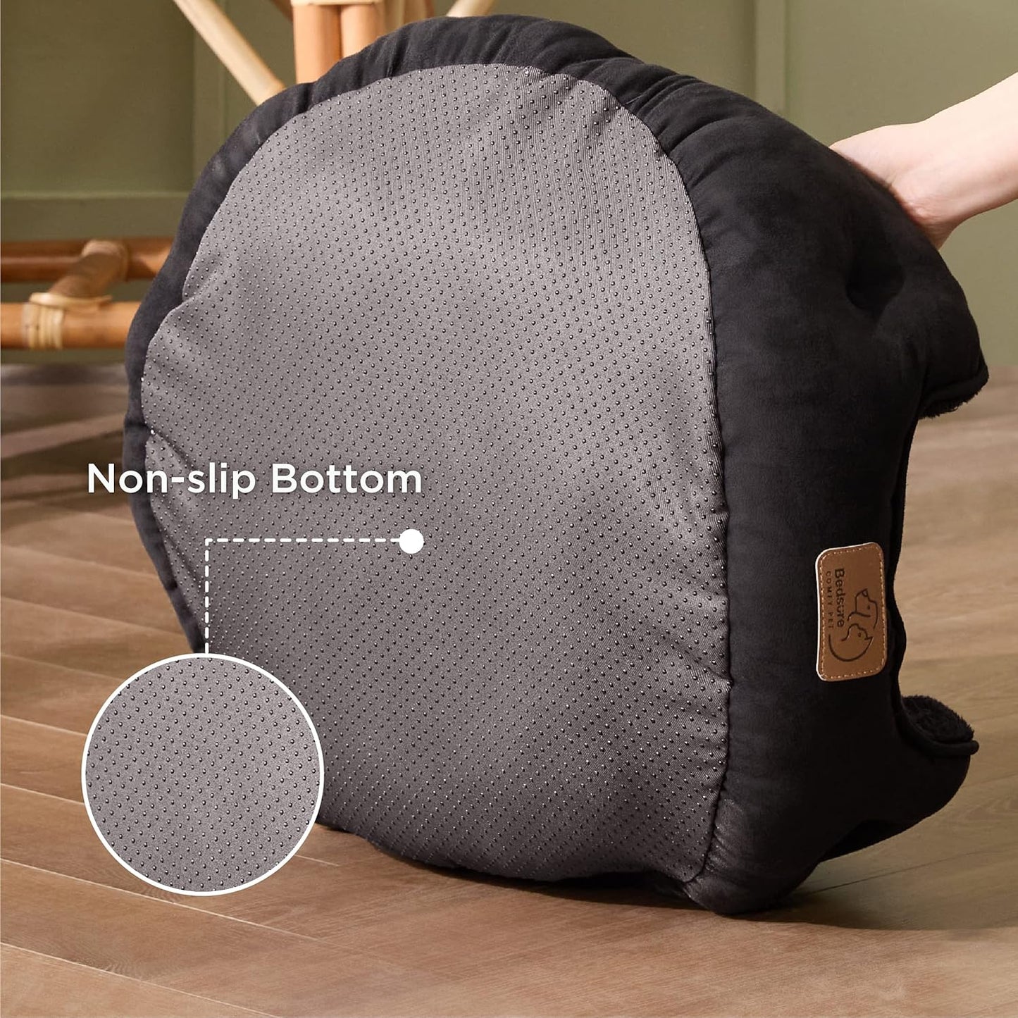 Waschbares Hautierbett mit Innenkissen, Schwarz L 51 x B 48 x H 15 cm
