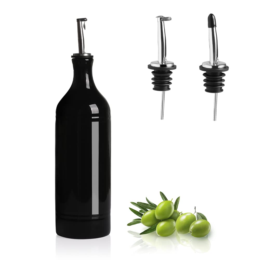 Keramik-Olivenölspenderflasche, Schwarz 680 ml