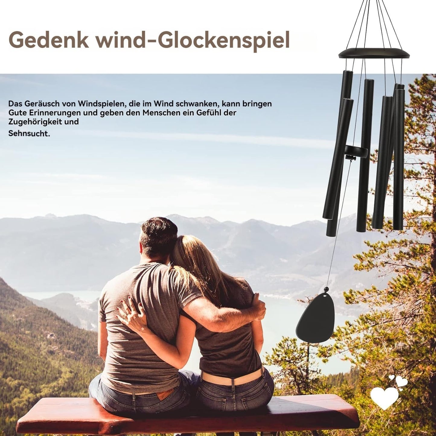 Windspiel mit 6 Röhren, 32" Schwarz