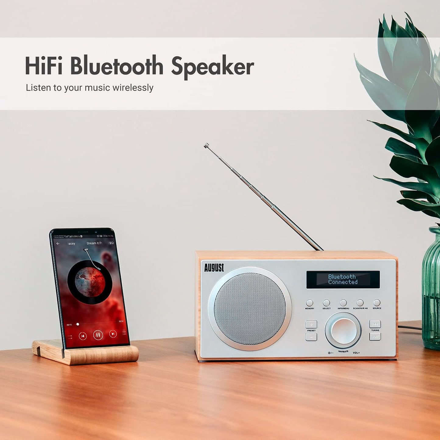 MB420 Digitales Küchenradio mit Bluetooth und Radiowecker, Hellbraun