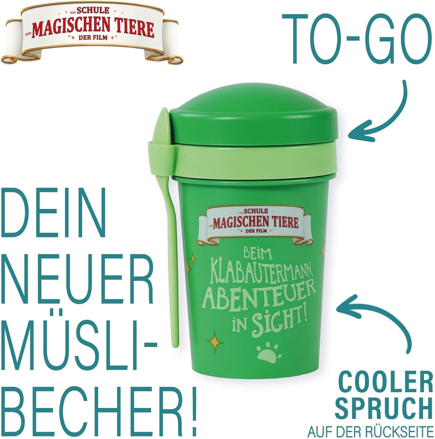 Müslibecher To Go mit Löffel, Grün
