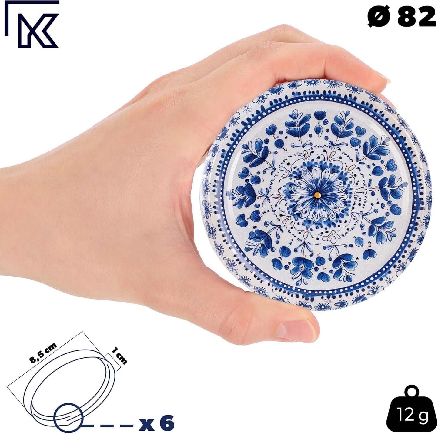 10er Set Marmeladengläser mit Schraubdeckel, Blau/Weiss 10 Stück