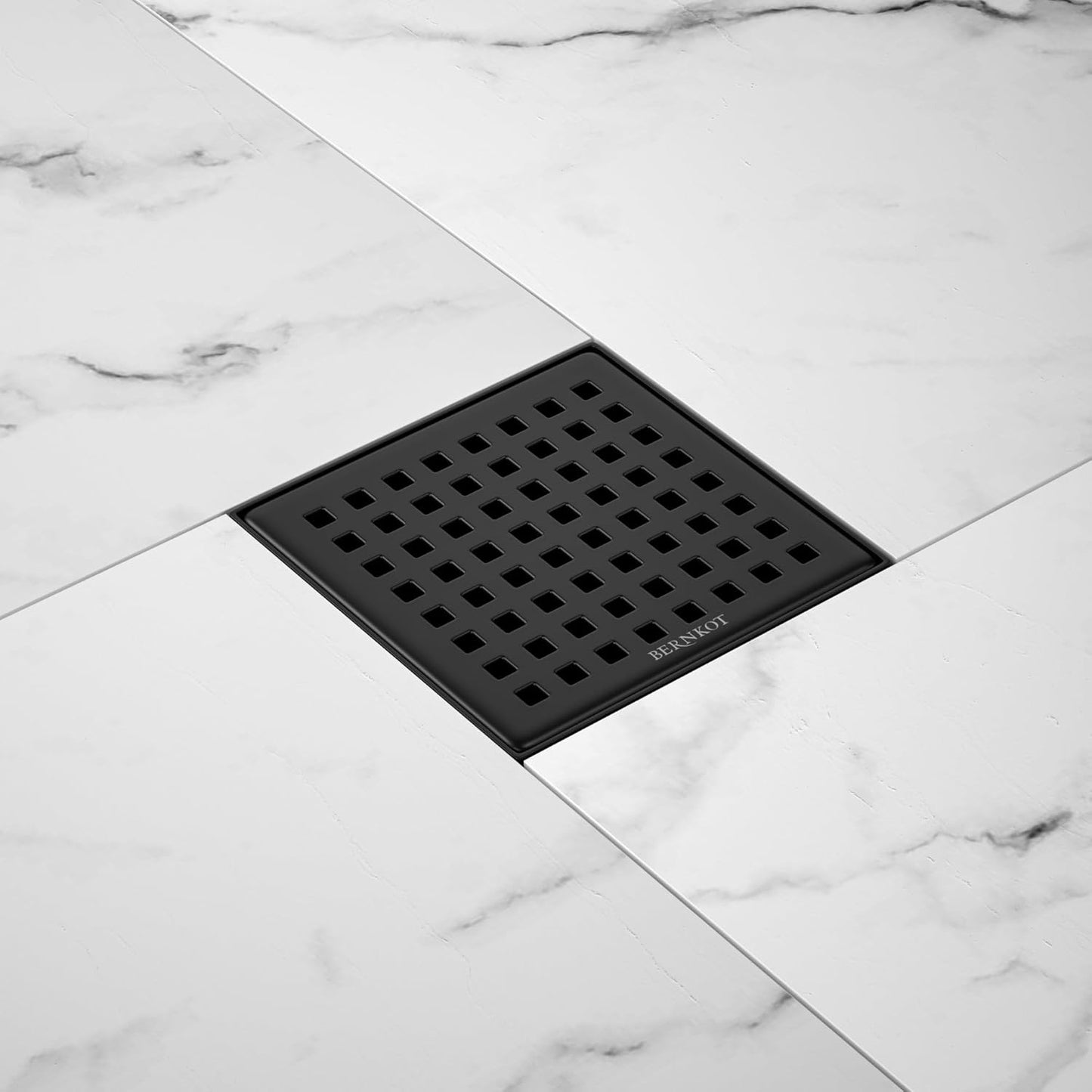 Quadratische Duschrinne mit Siphon und Geruchsstop, Schwarz 10cm