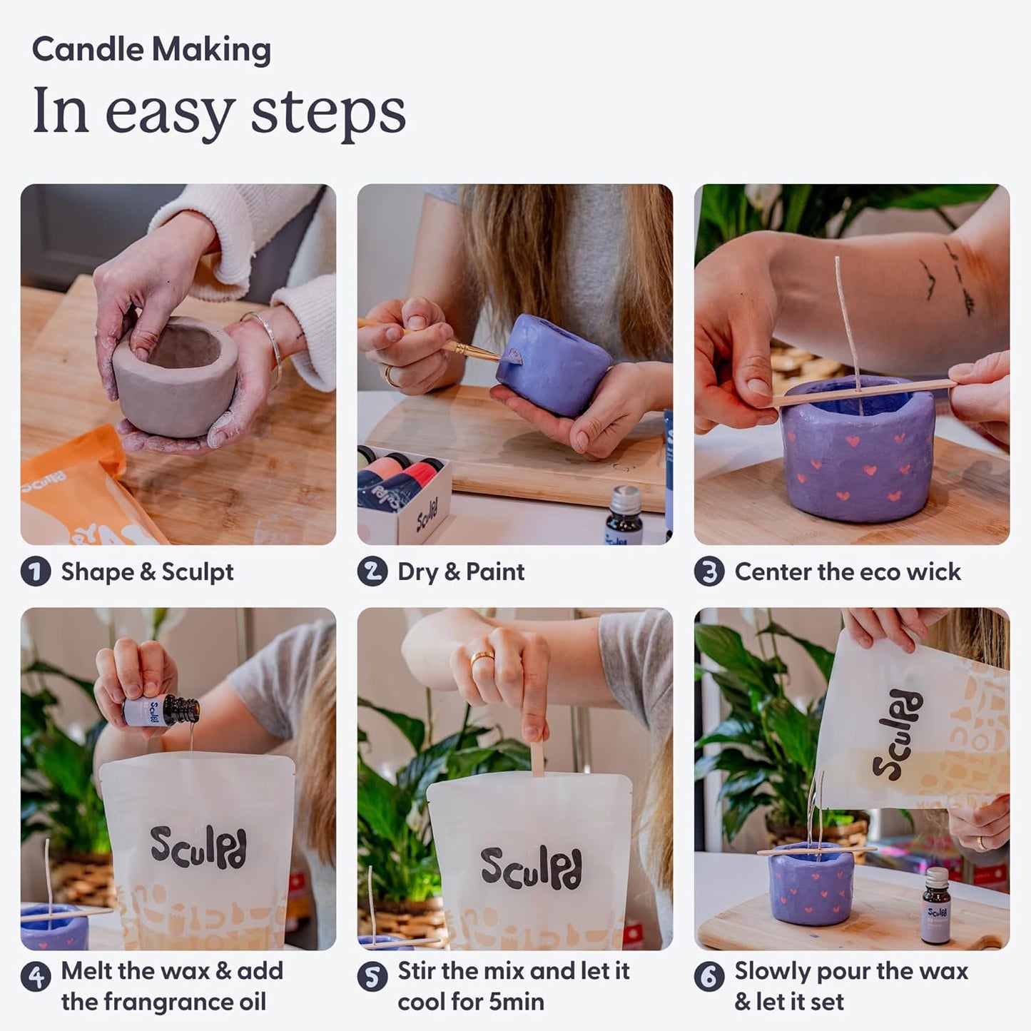 Töpferei-Kit zur Kerzenherstellung, Peony 1 Person