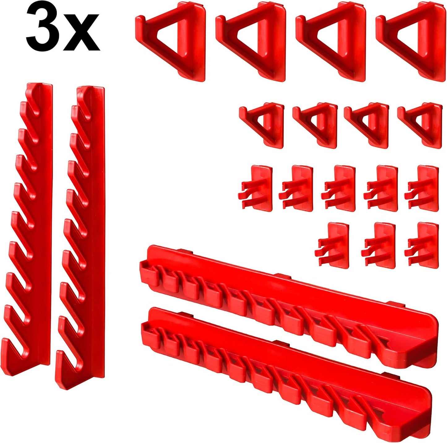 Werkzeugwand-Set mit 58 Haltern und Lochwand (115x78 cm), Rot L 2