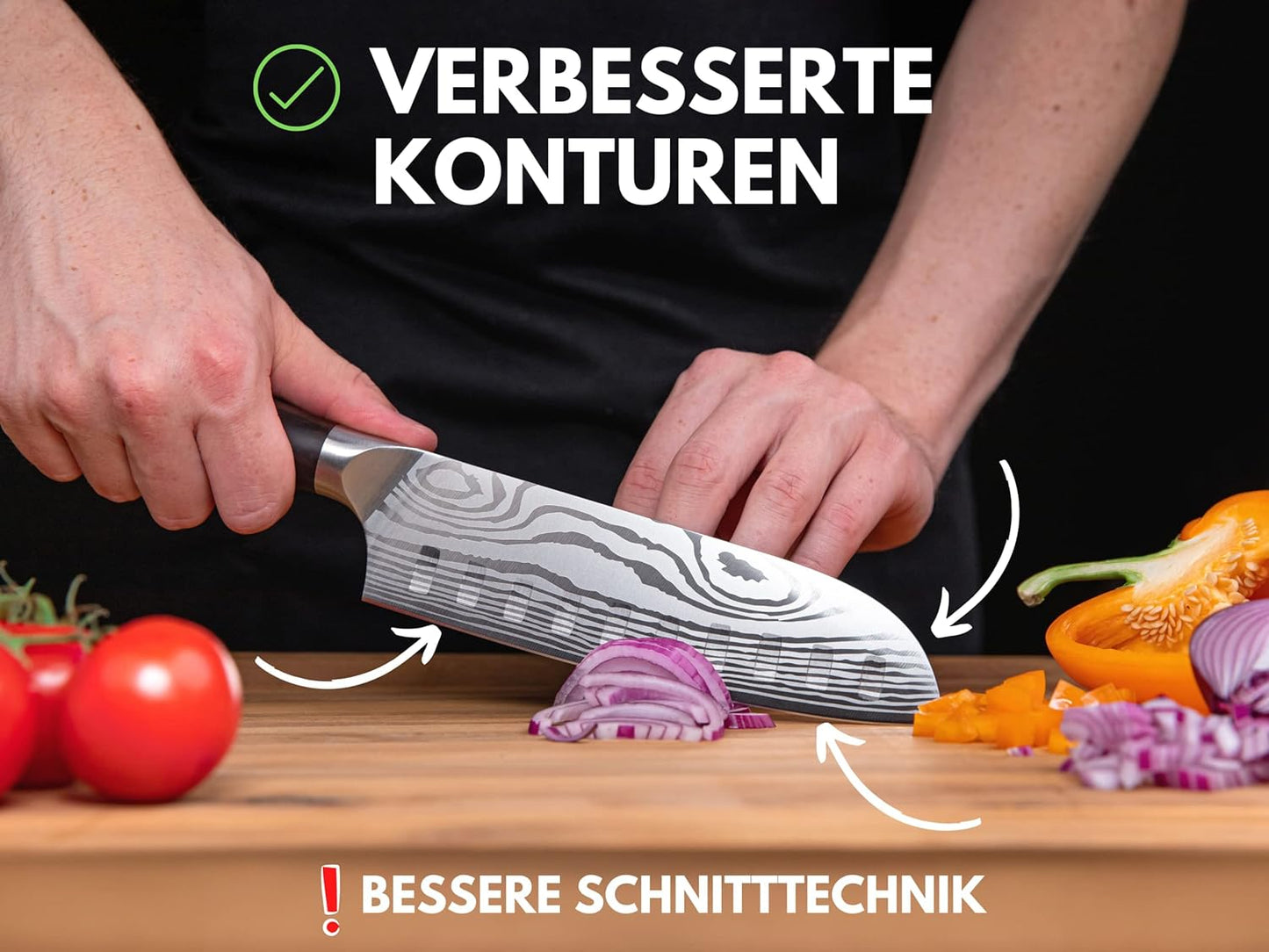 Santokumesser, Ebenholz Damast-optik