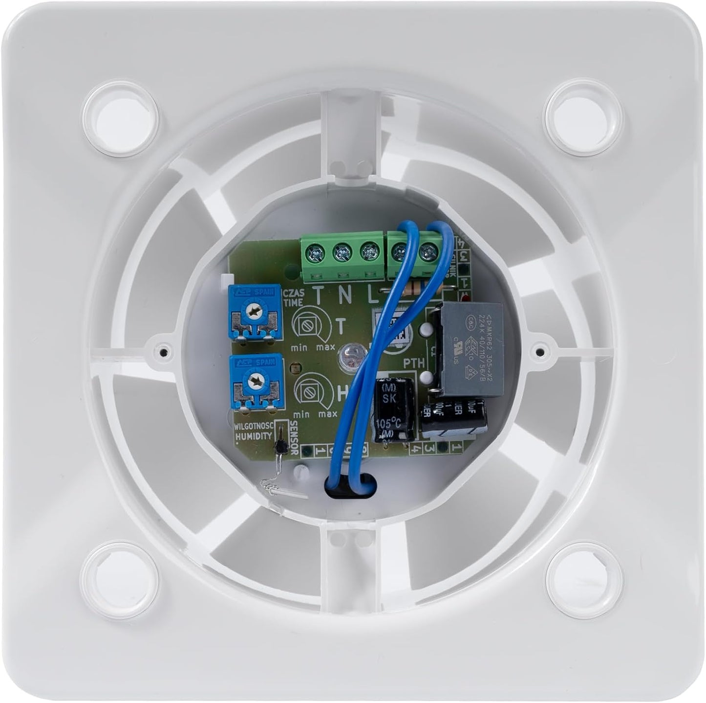 Badlüfter mit Feuchtigkeitssensor & Timer (100 mm), Ø 100 mm Weiß mit Feuchtesensor + Timer