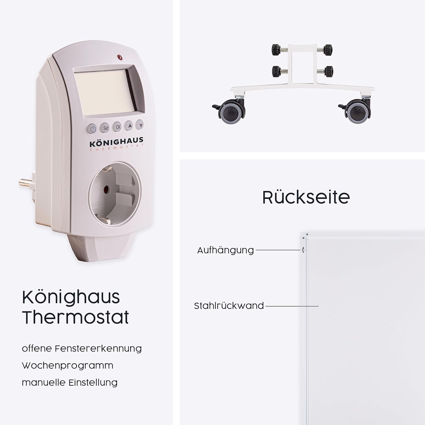 Infrarotheizung mit Thermostat und Bild, 1200 W Acryl