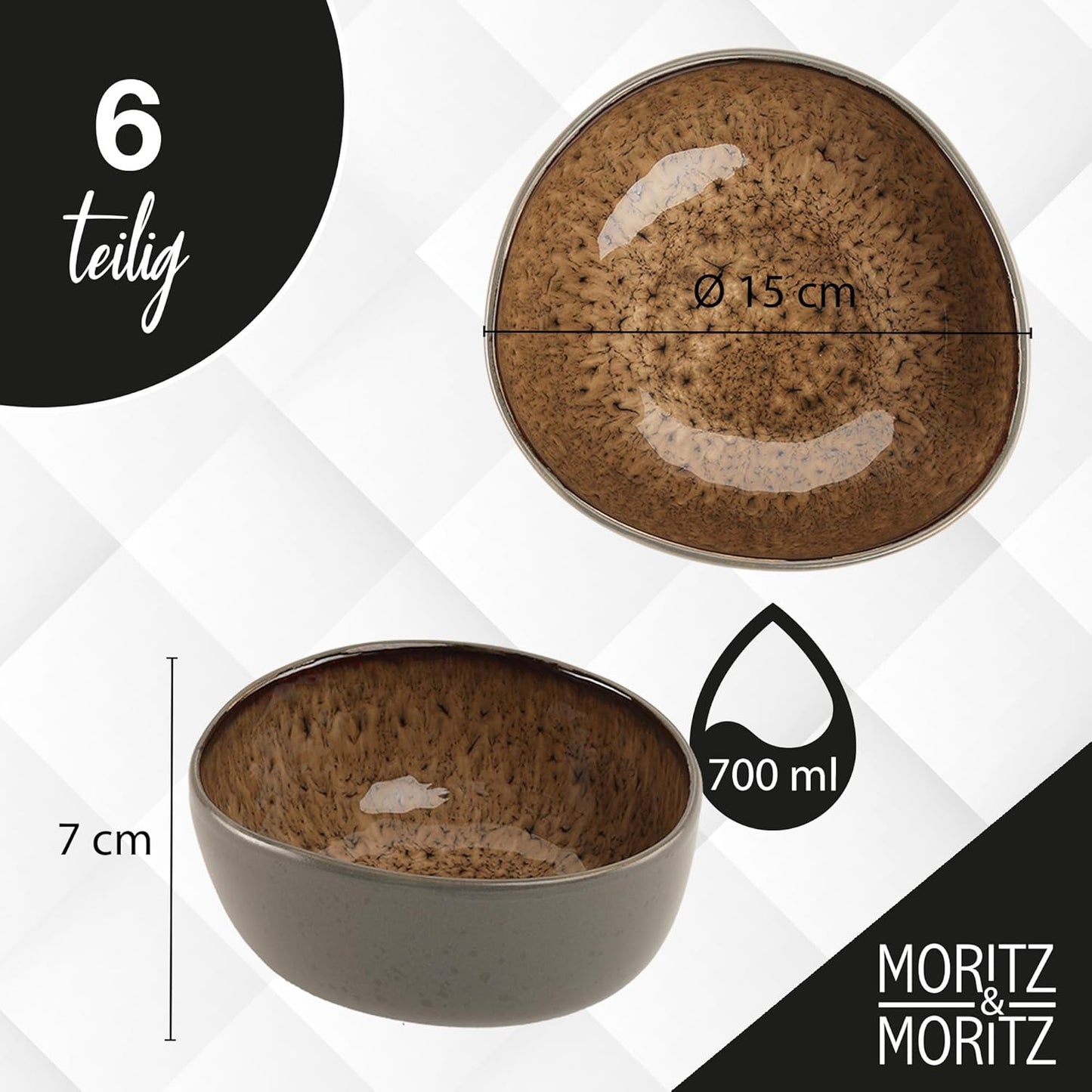 6er-Set Müslischalen, Beige Schalen (6x)