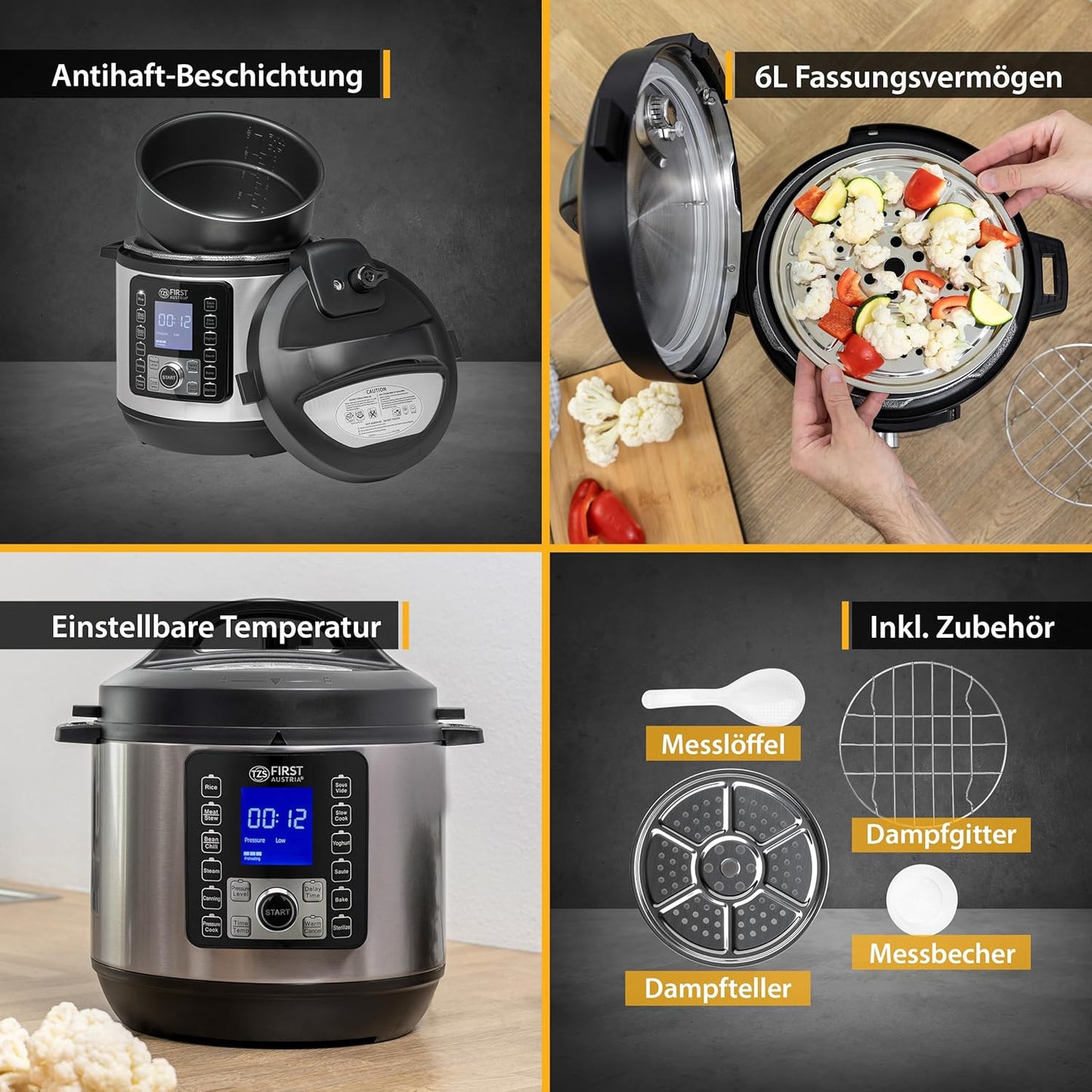 Elektro Multikocher, Silber/Schwarz
