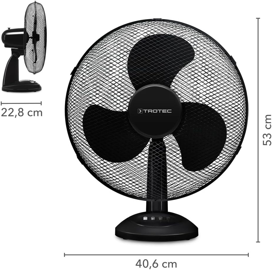 TVE 18 Tischventilator, Schwarz, 40 cm - 90°