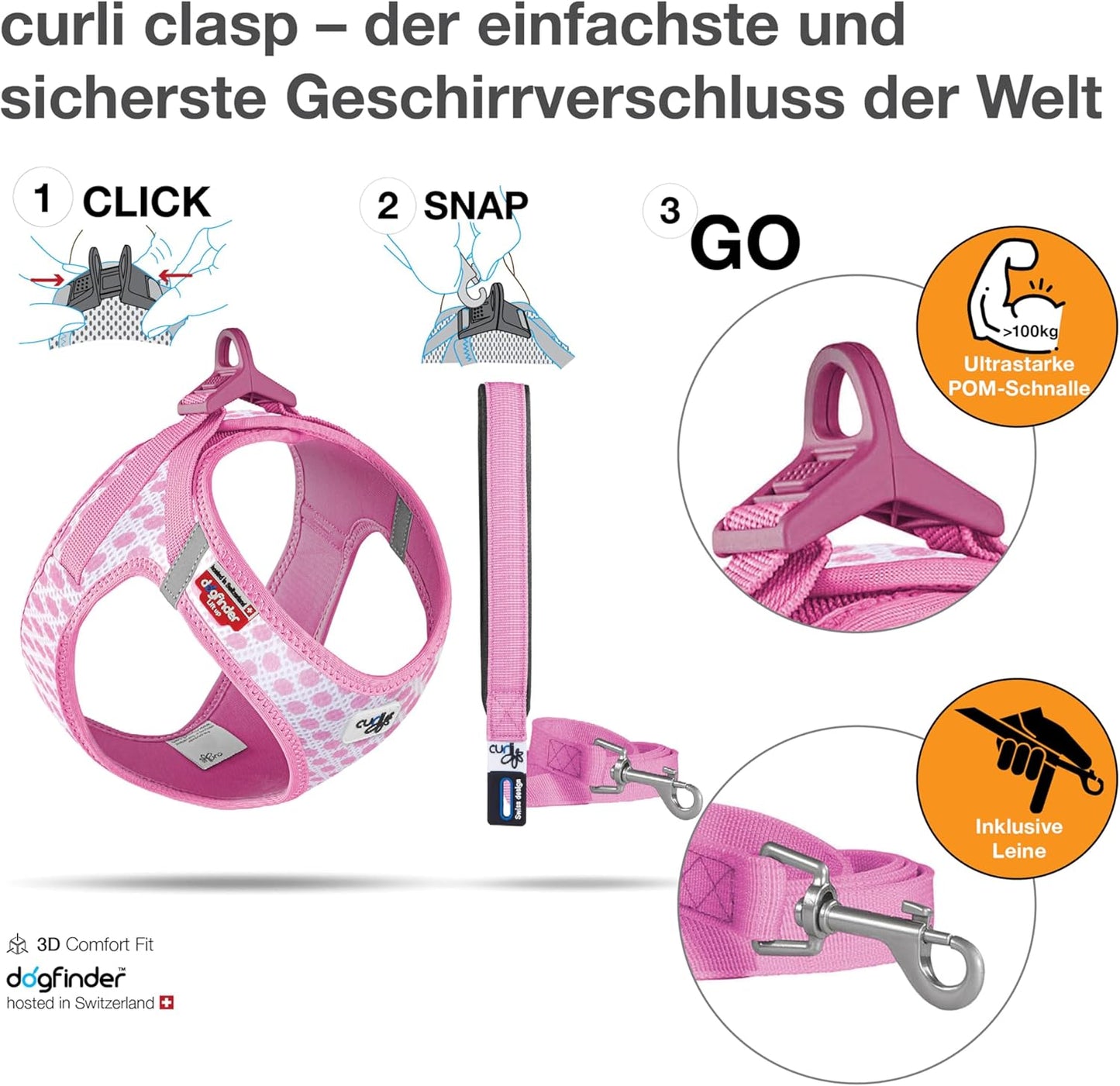 Hundegeschirr & Leine Set, 3XS / Pink-Circles