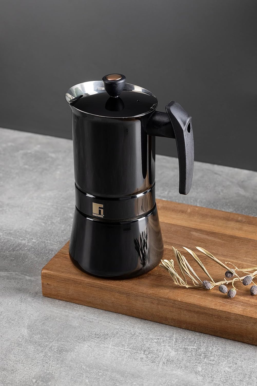 Edelstahl-Kaffeemaschine für 6 Tassen, Schwarz/Kupfer 6 Tassen