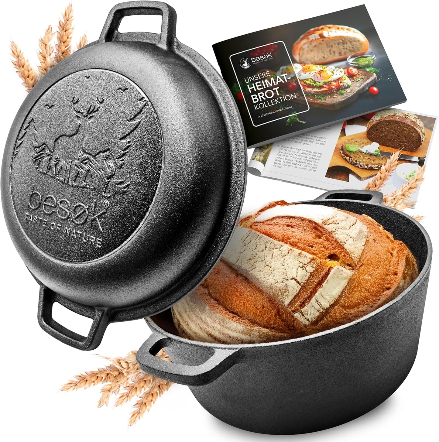 Gusseisen-Brotbacktopf mit Deckel (26cm), Gusseisentopf