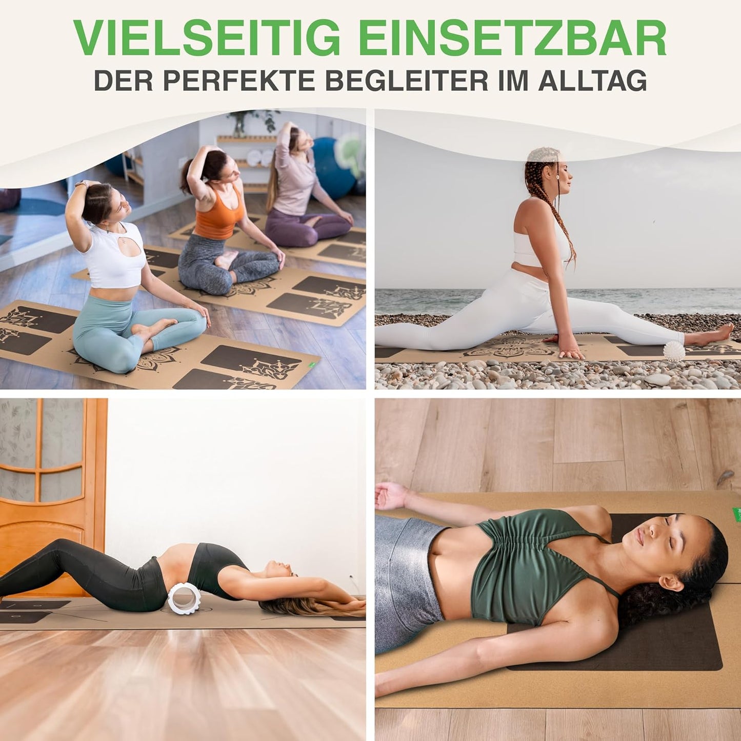 Yogamatte XL mit Anti-Rutsch-Zonen, ACHTSAMKEIT - XL