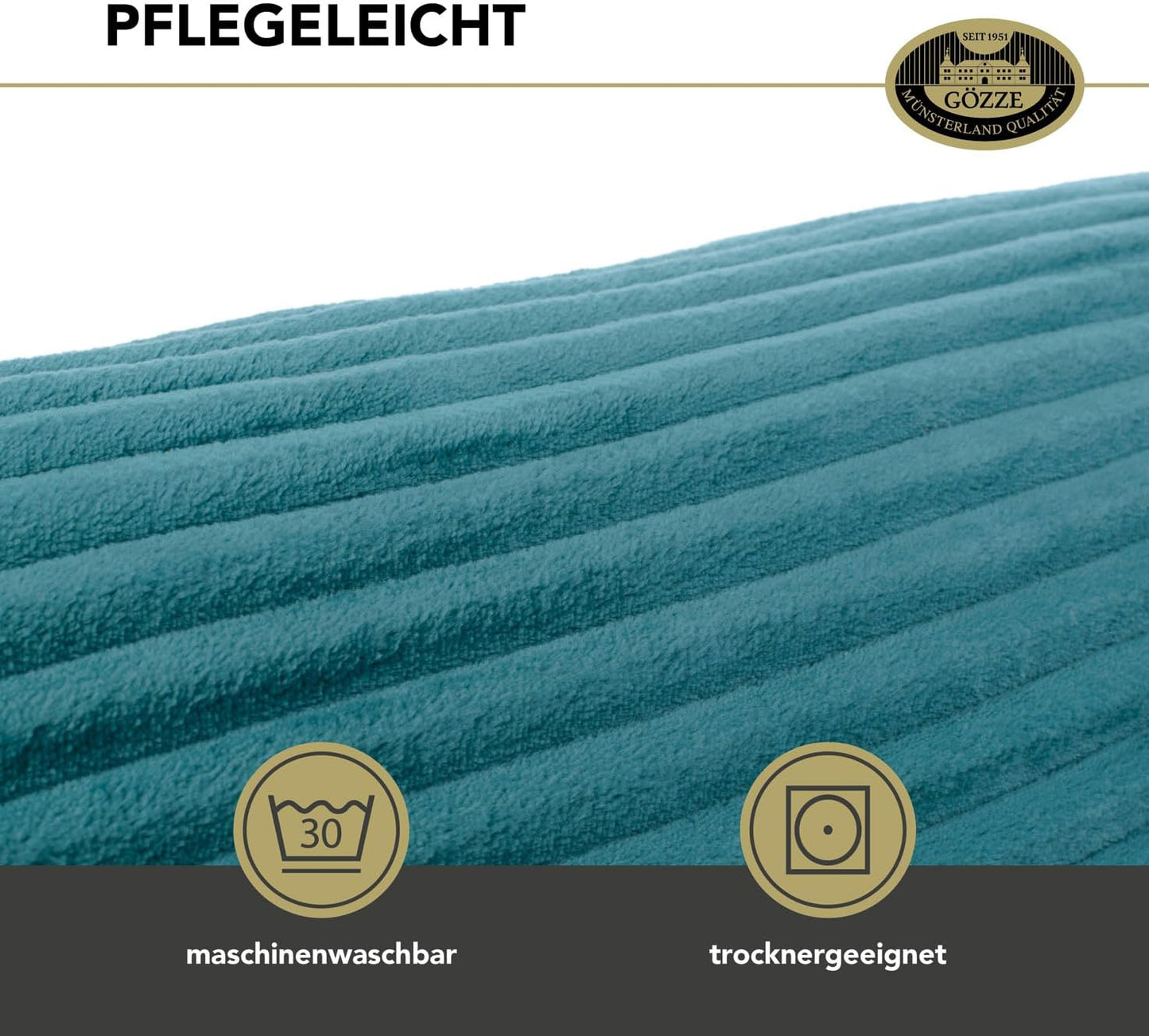 Kissenrolle in Cord Optik, Petrol