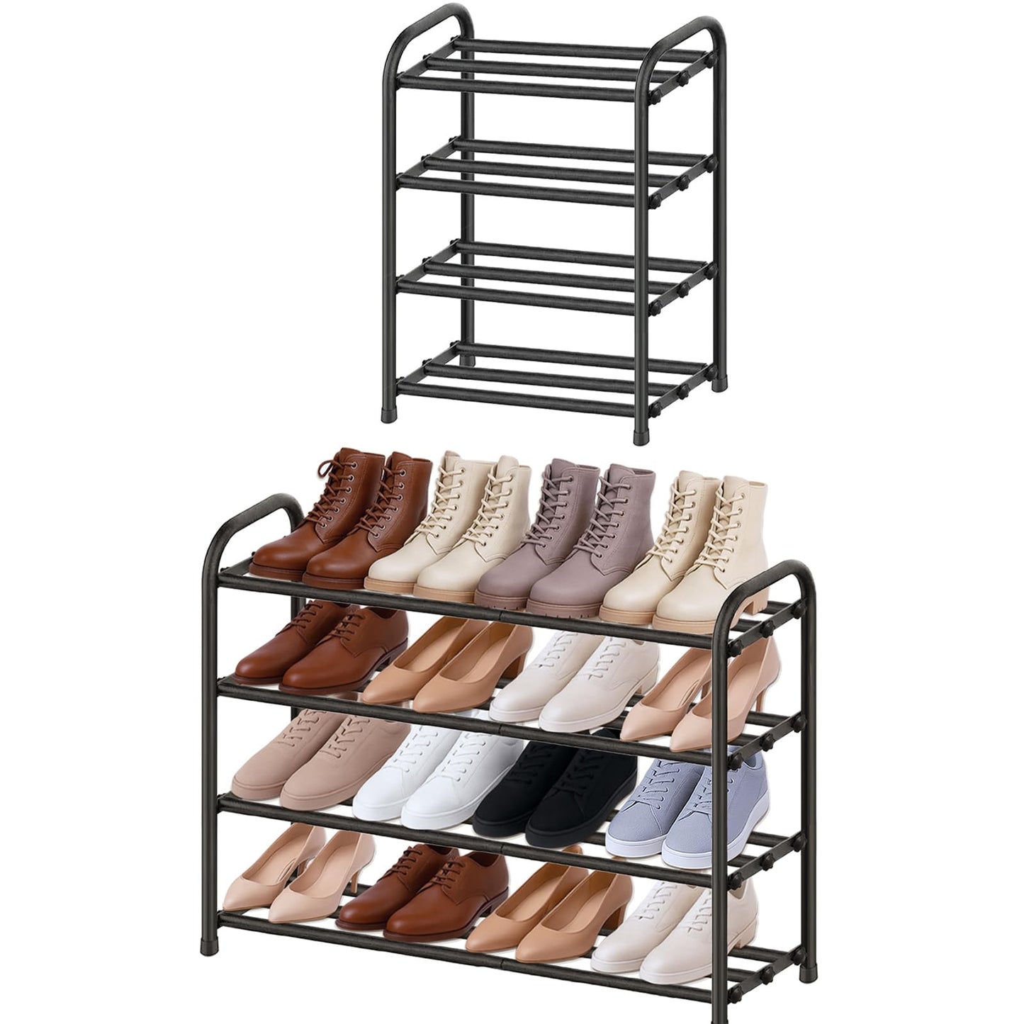 Ausziehbares Schuhregal für enge Räume (4 Ebenen), 4 Ebenen