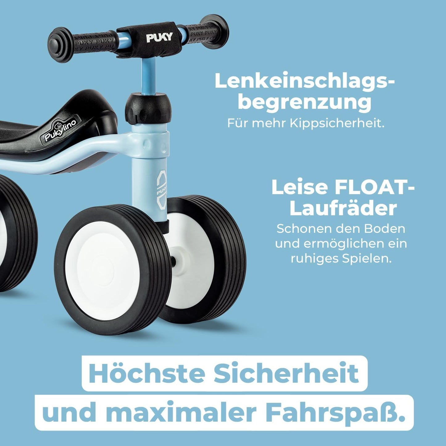 PUKYLINO Rutschfahrzeug mit Lenkerpolster retro blue, Retro Blue + Lenkerpolster