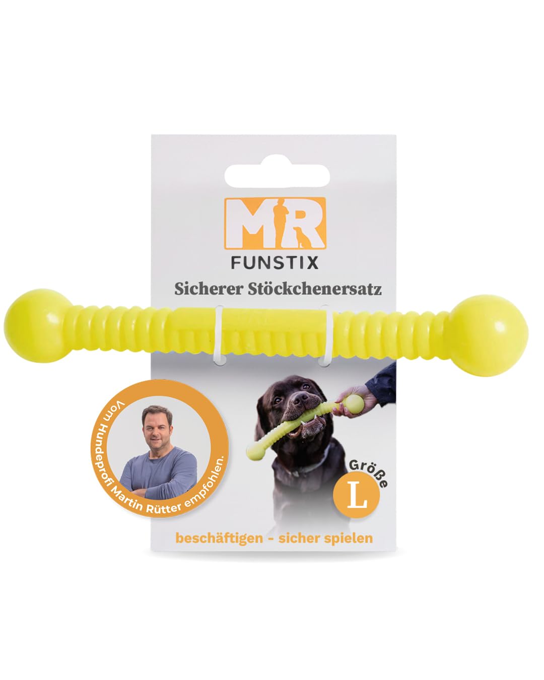 Funstix Apportierstab für Hunde, Neongelb L
