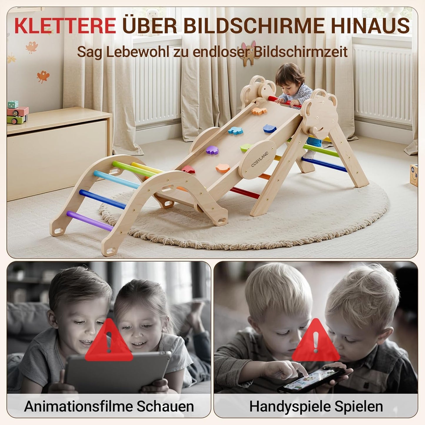 8-in-1 Indoor-Klettergerüst, Klassischer Regenbogen