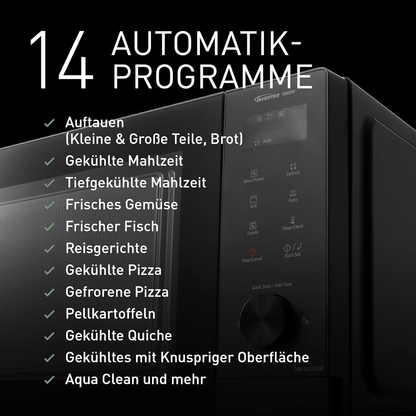 Mikrowelle NN-GD35QBEPG, ohne Dampfgarzubehör Mit Grillfunktion Schwarz