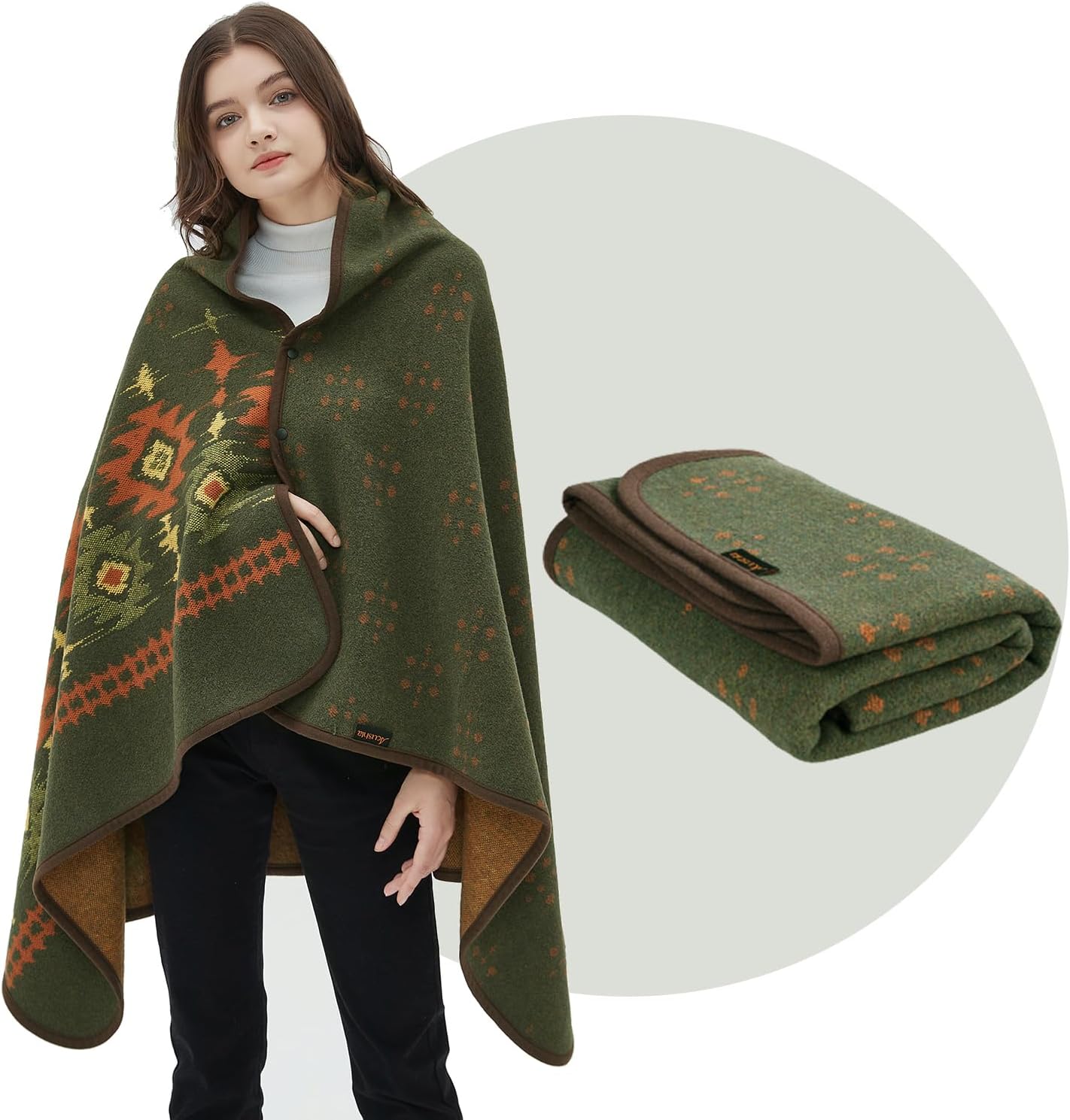 Tragbare Kuscheldecke aus Merinowolle, Myers Grün