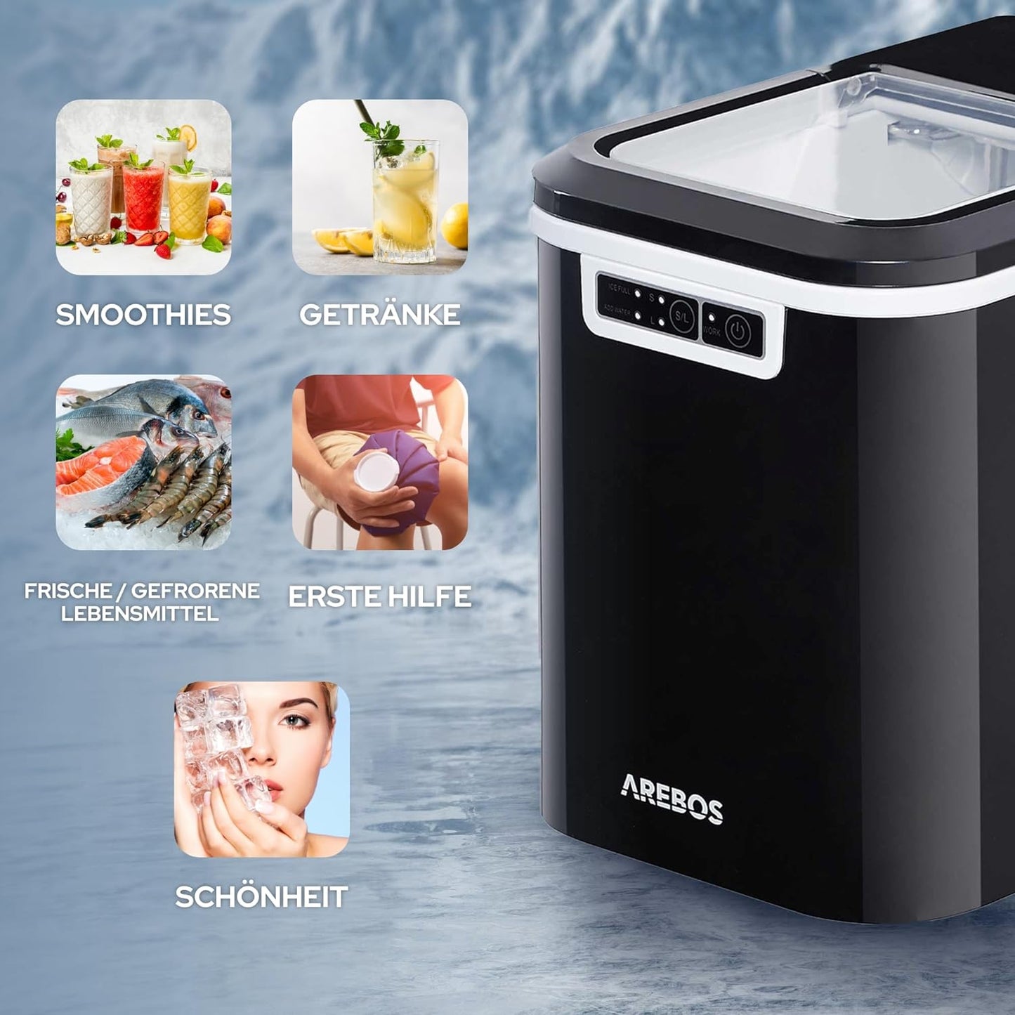 Eiswürfelmaschine, Schwarz