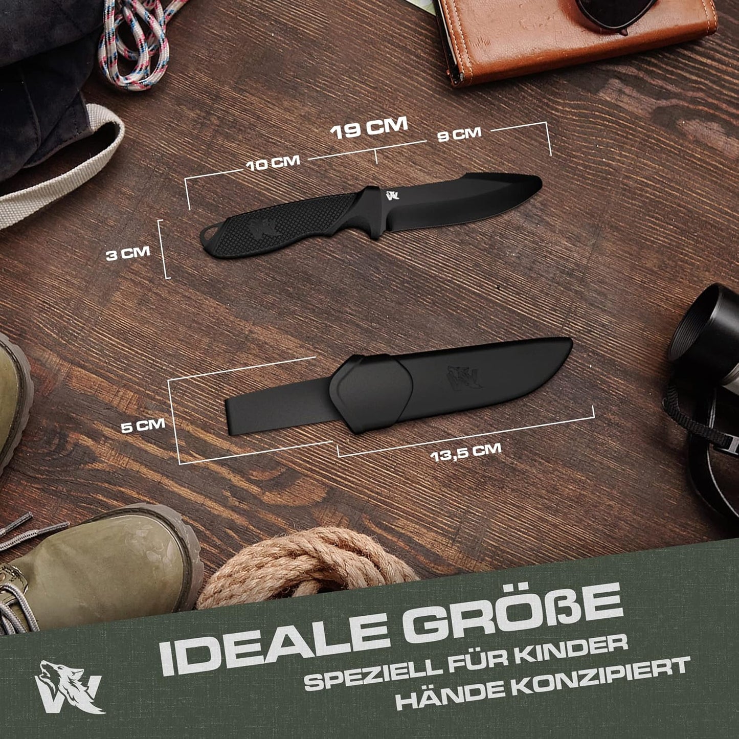 Kinder Schnitzmesser Set, Full Black Ohne Feuerstarter