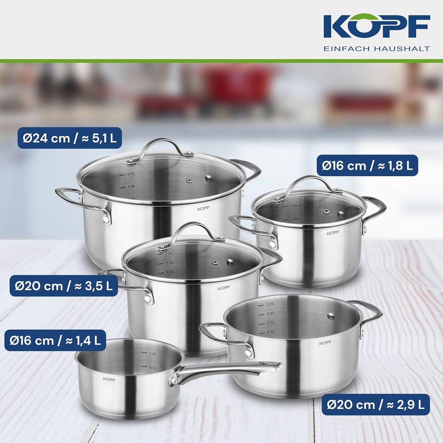 Induktions-Kochtopfset Clara (8-teilig)