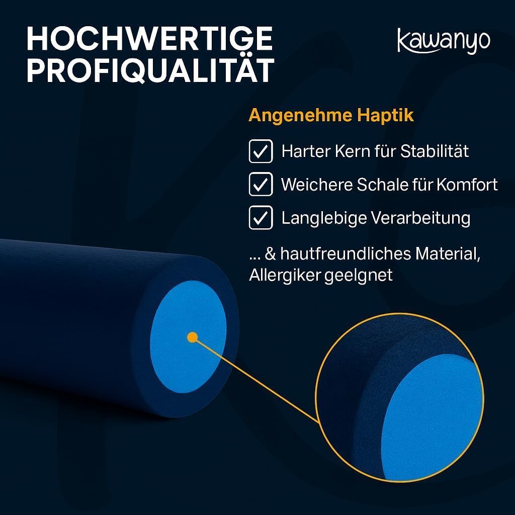 Pilates Rolle für Stabilitäts- & Balanceübungen, 1 x 90 cm (Dark Edition)