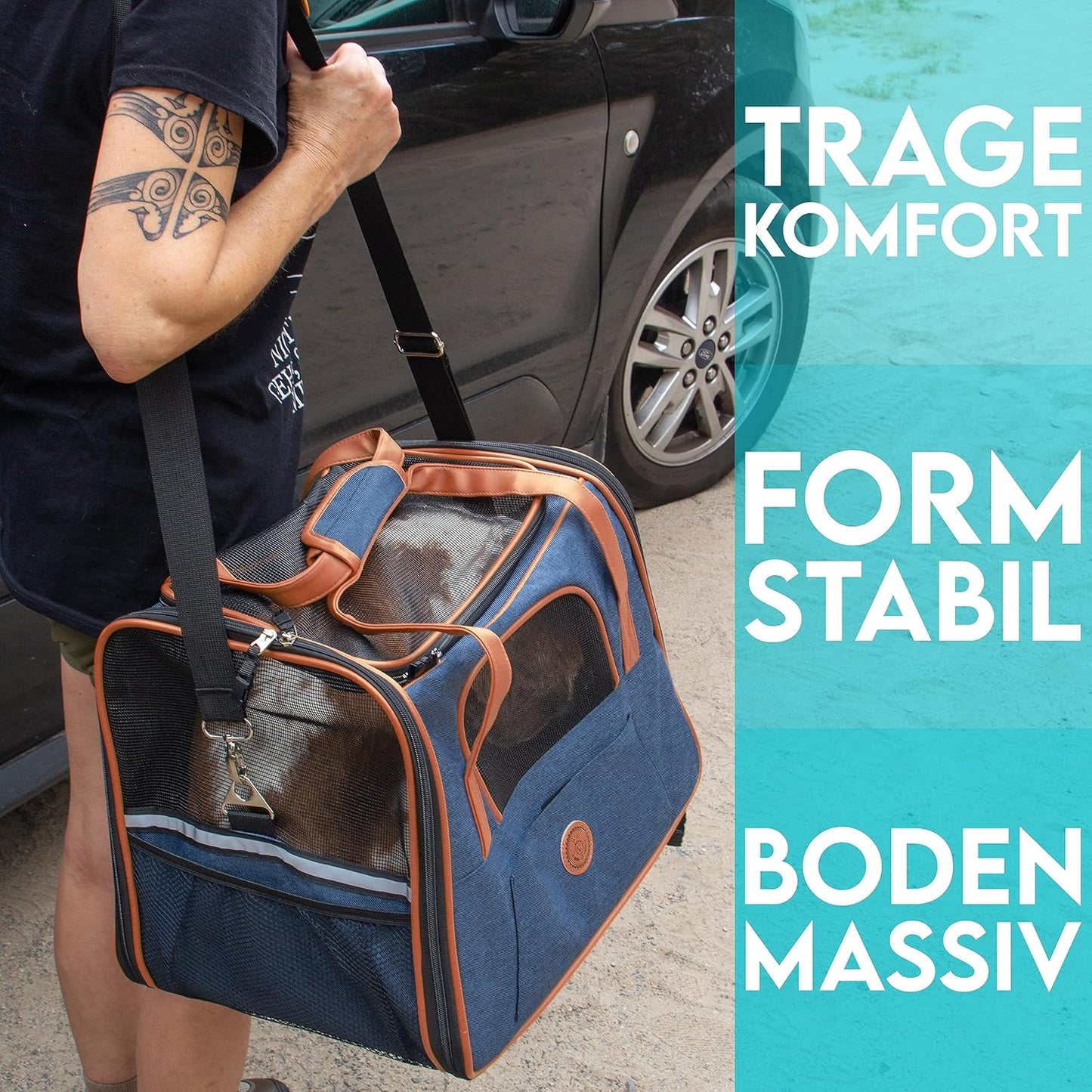 Hundetasche, L 44 x B 32 x H 34 cm Dunkelblau
