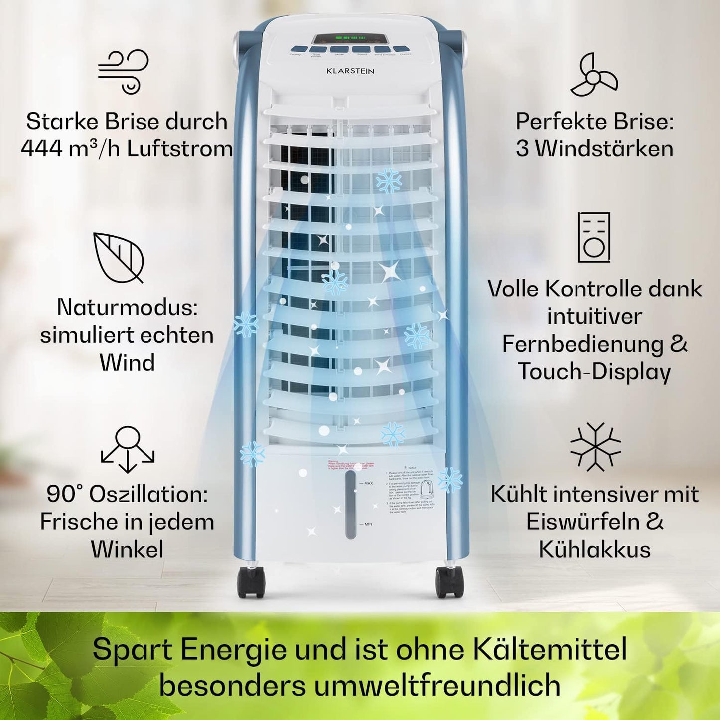 4-in-1 Verdunstungskühler, Weiss/Blau
