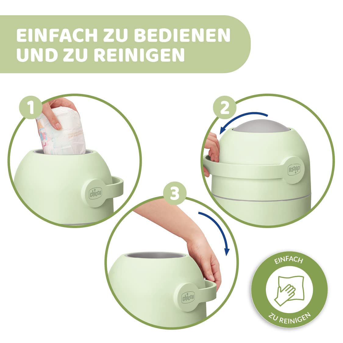 Windeleimer, Grün M - Bis zu 25 Windeln
