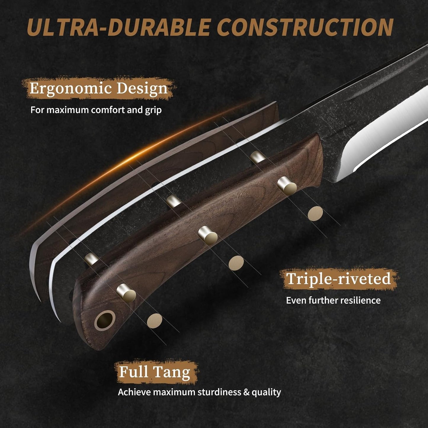 3-teiliges Metzgermesser-Set, 3 Pieces Fillet & Cleaver & Paring Knife Set