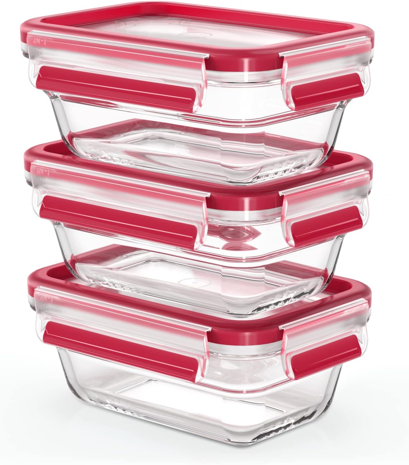 Clip&Close Set, Transparent/Rot, 0.45L, 3-teiliges