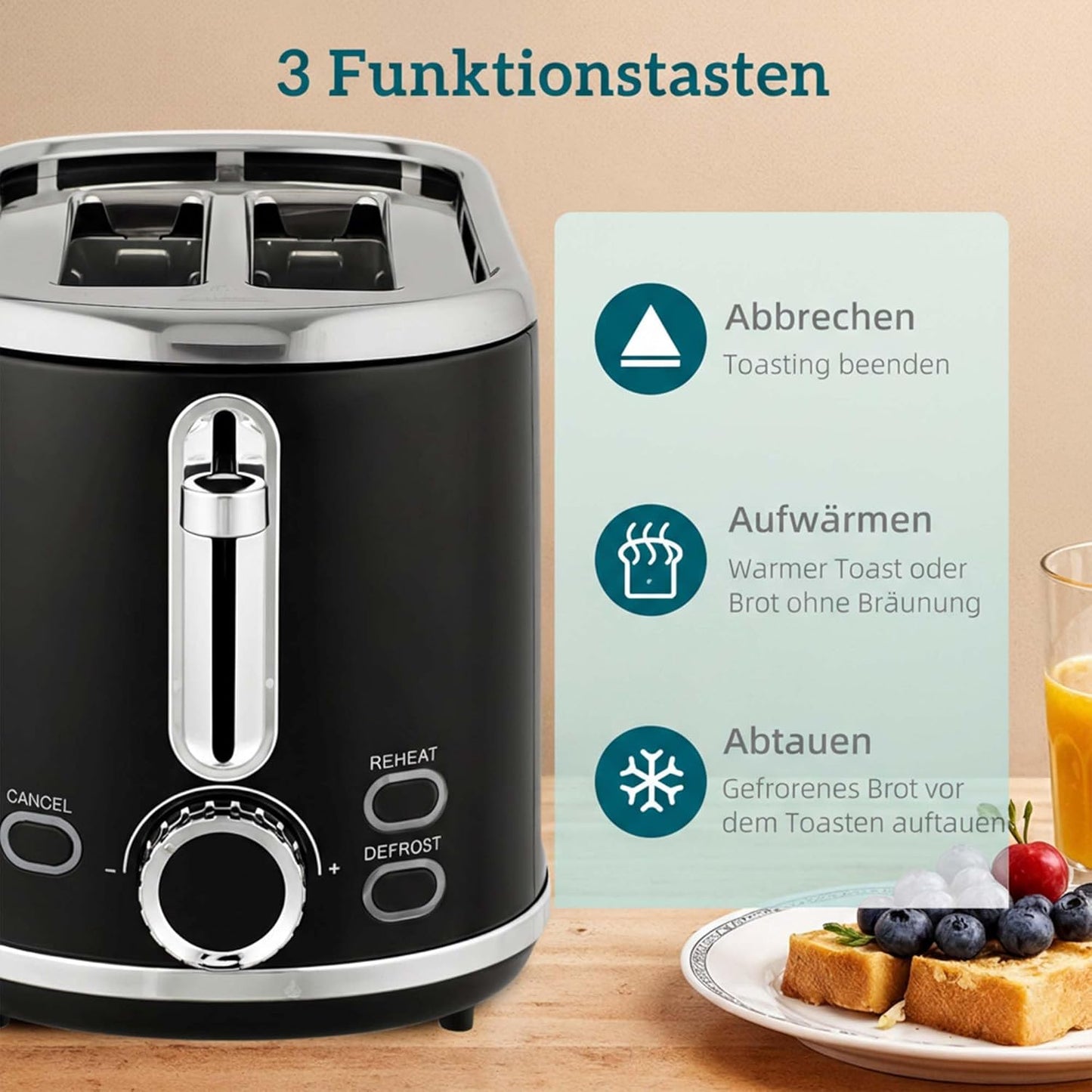 Wasserkocher-Toaster-Set, Schwarz