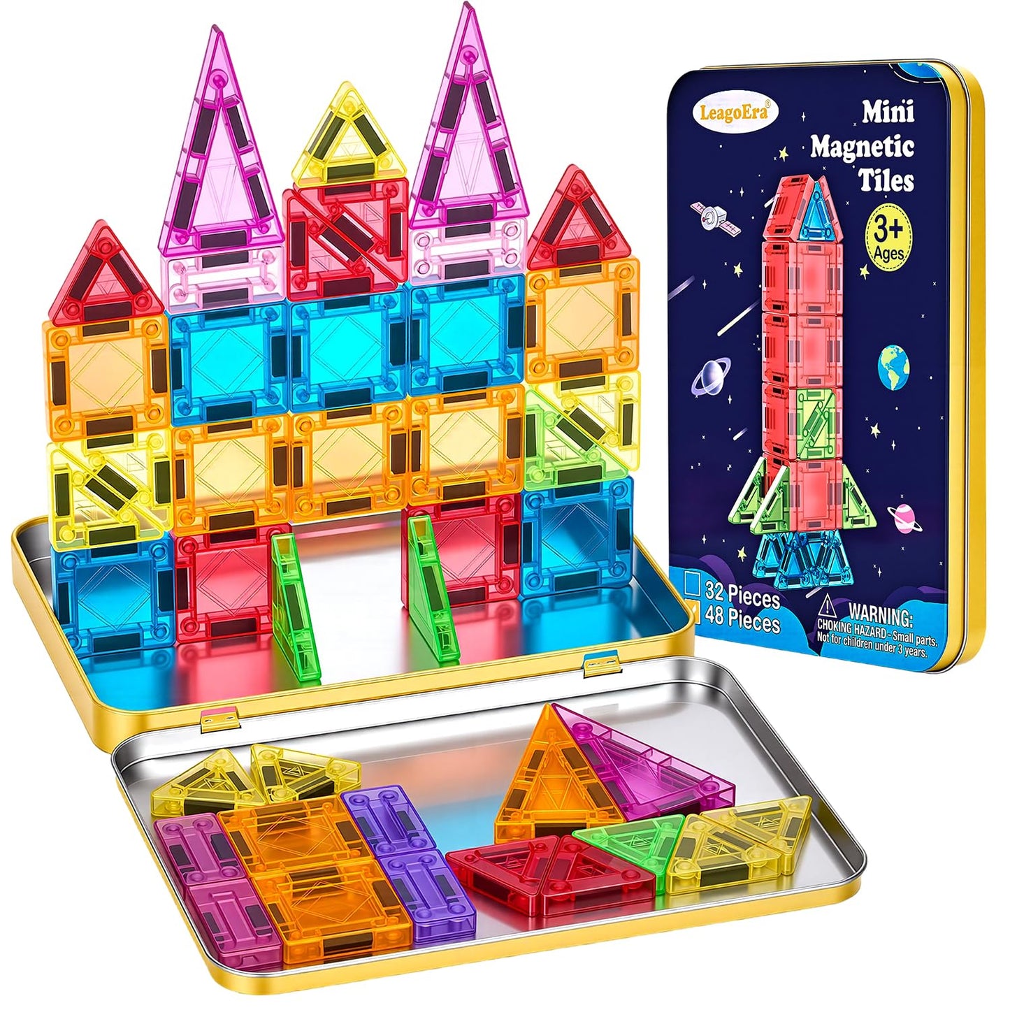 Magnetische Bausteine Reiseset, 48 Teile, ‎multi-color 48PCS
