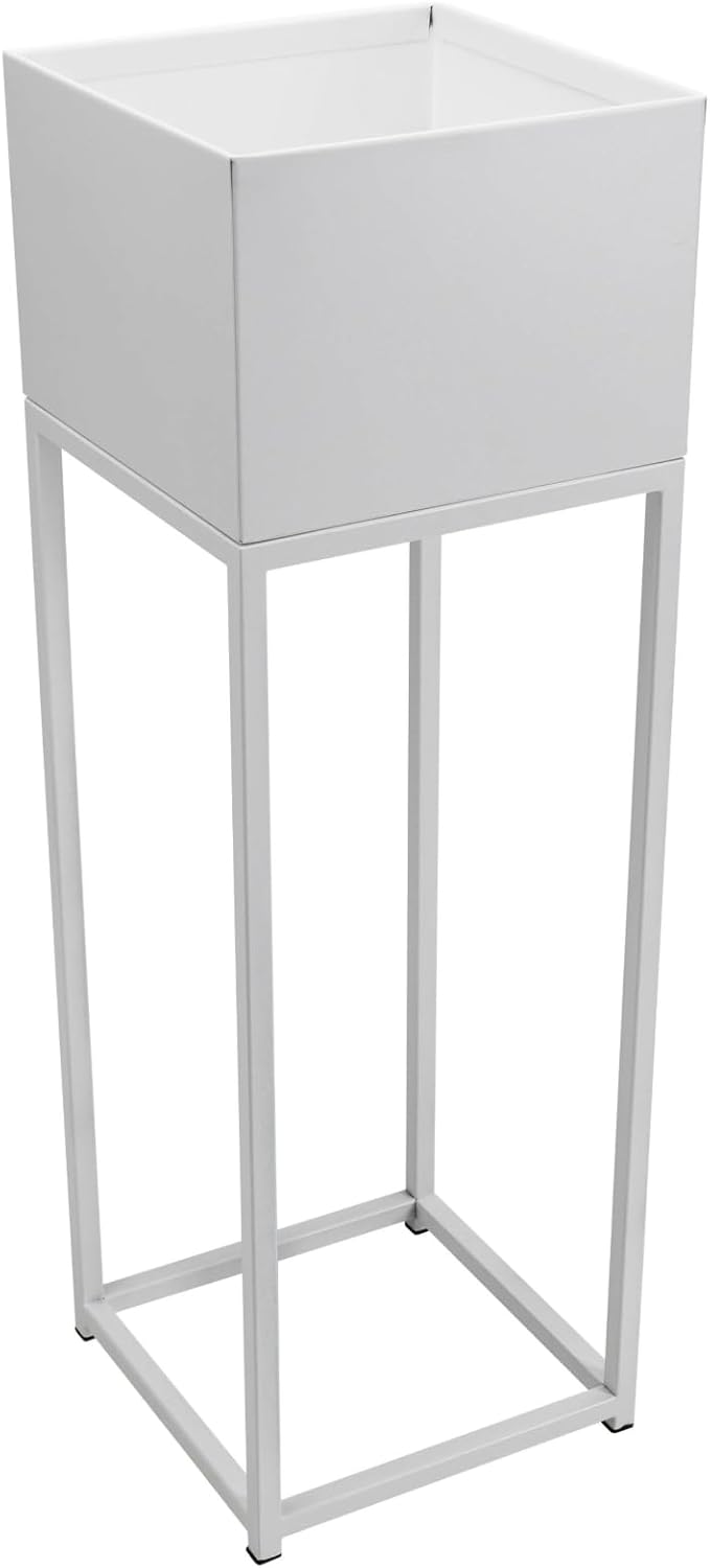 Elevate Square Blumentopf auf Ständer mit Beinen, Weiss Matt, 79x25x25 cm Square