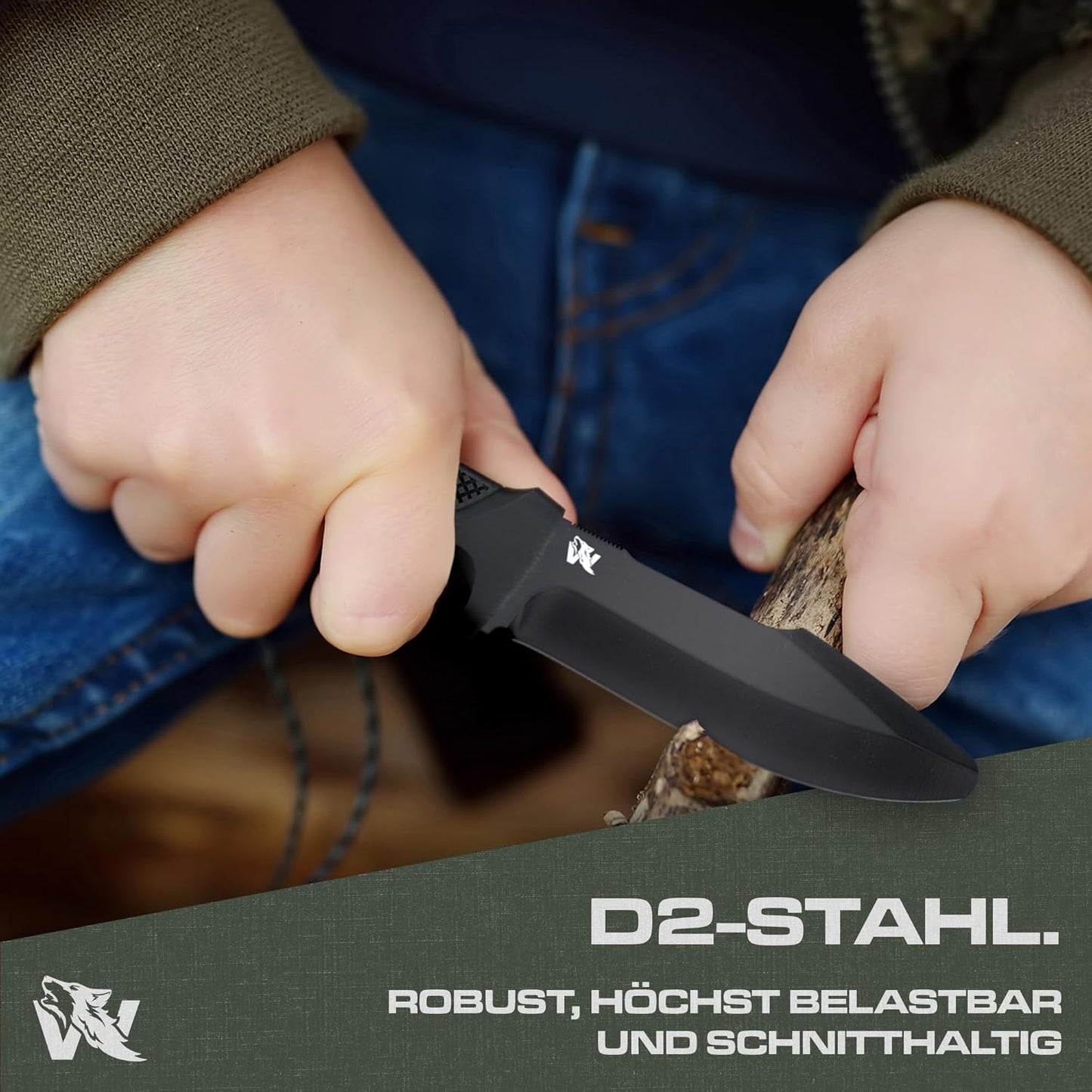 Kinder Schnitzmesser Set, Full Black Ohne Feuerstarter