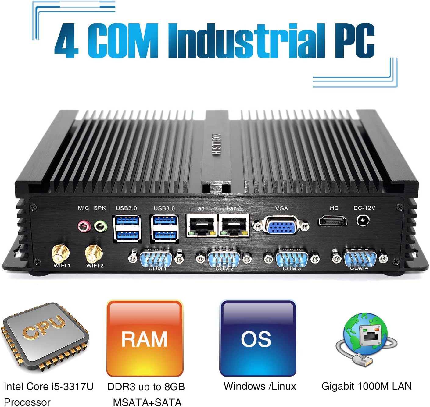 Mini PC Lüfterlos Industrie Core i5, 8GB RAM 256GB SSD DDR3 Core i5 3317U