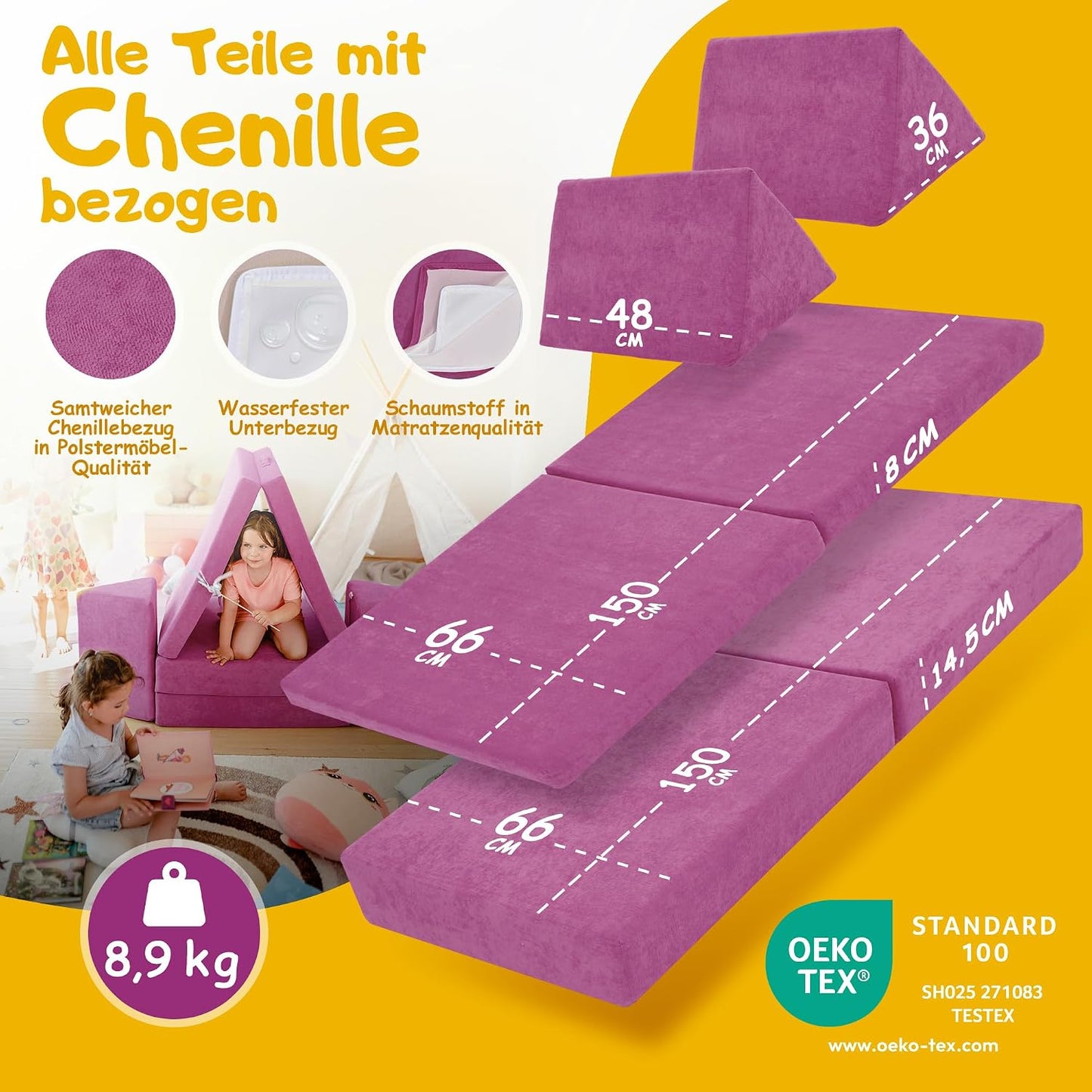 Spielsofa für Kinder, Schmetterlingslila