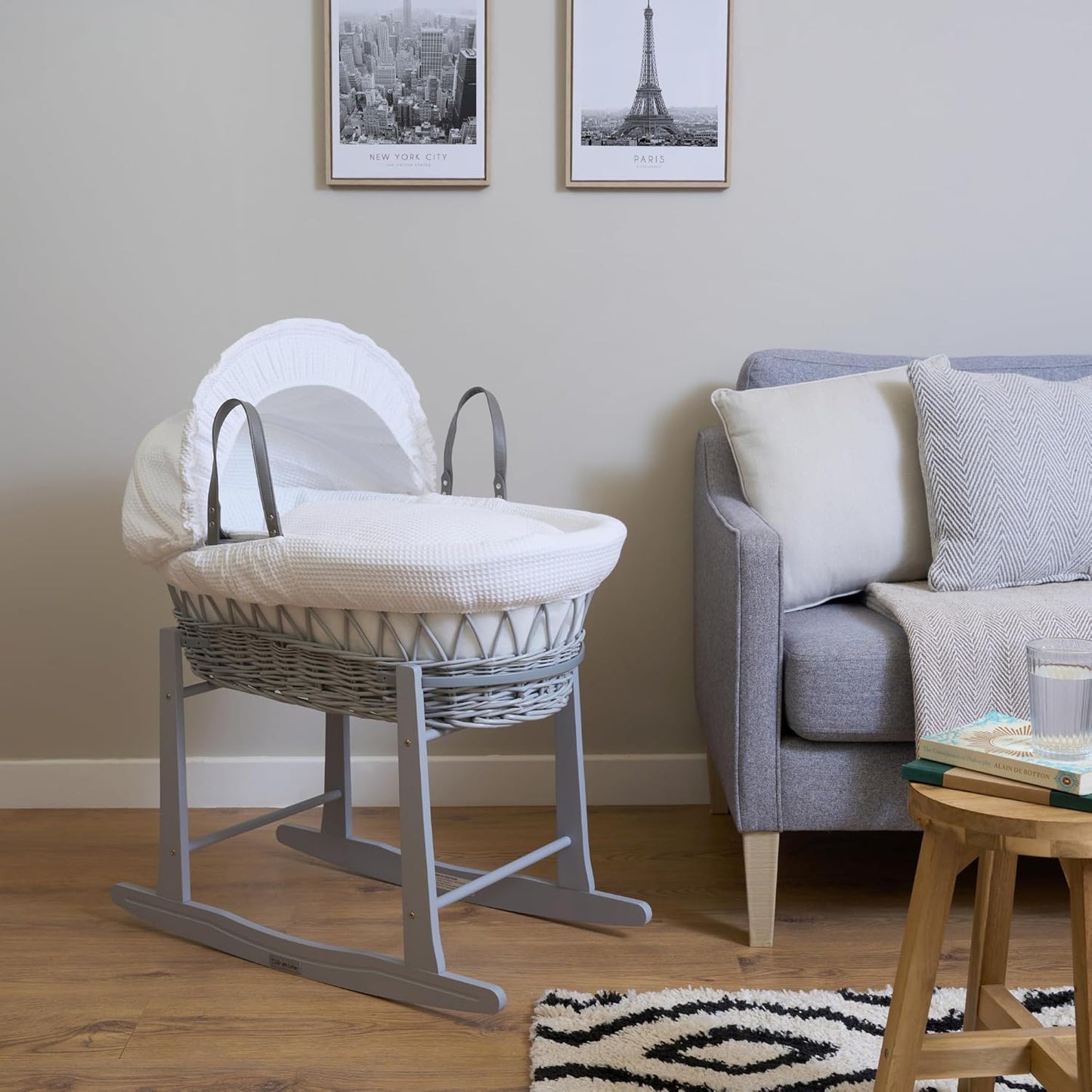 Standfuss für Babykörbchen, Grau|Clair de Lune Standard-Schaukelkorb-Ständer