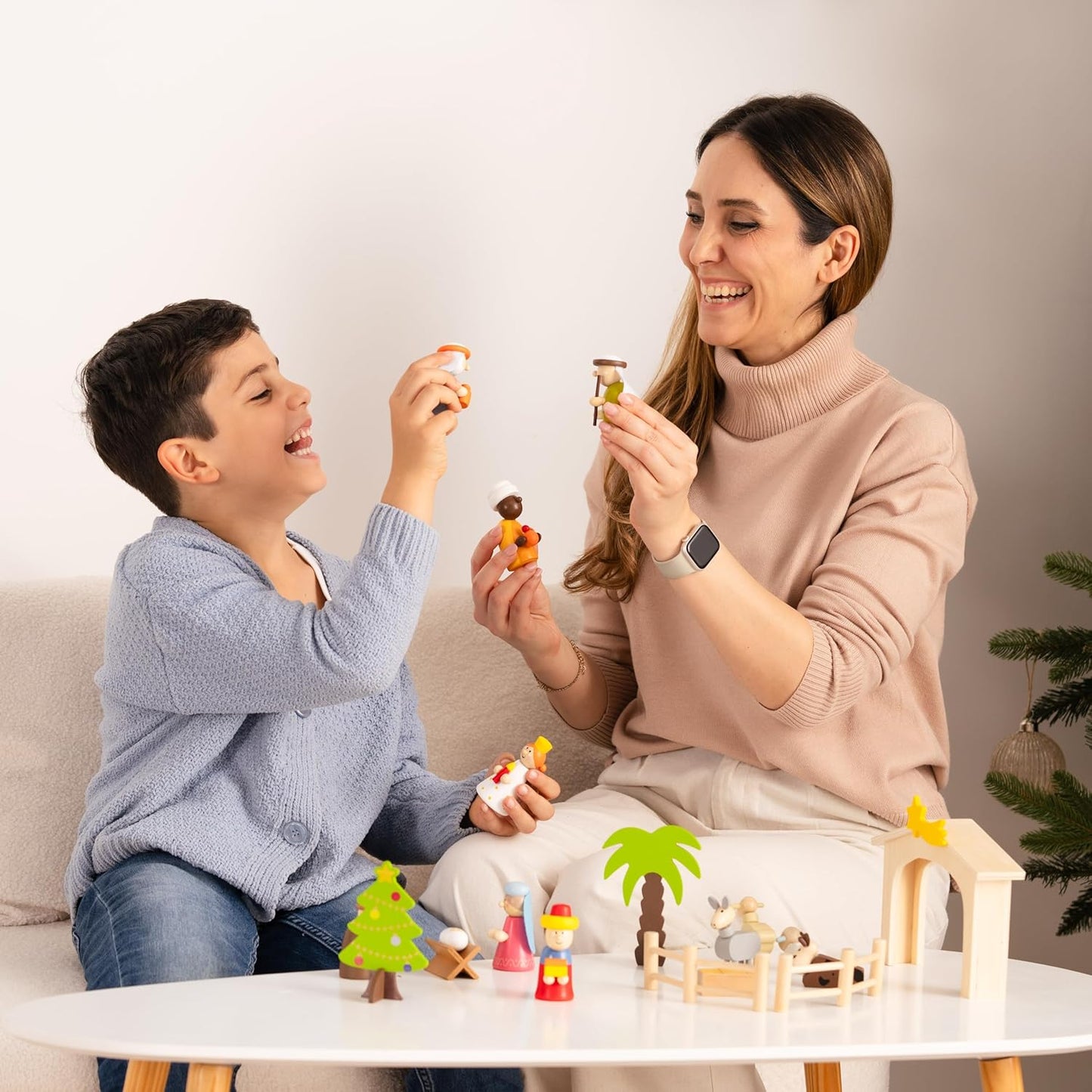 18-teiliges Weihnachtskrippe Set, handbemalt