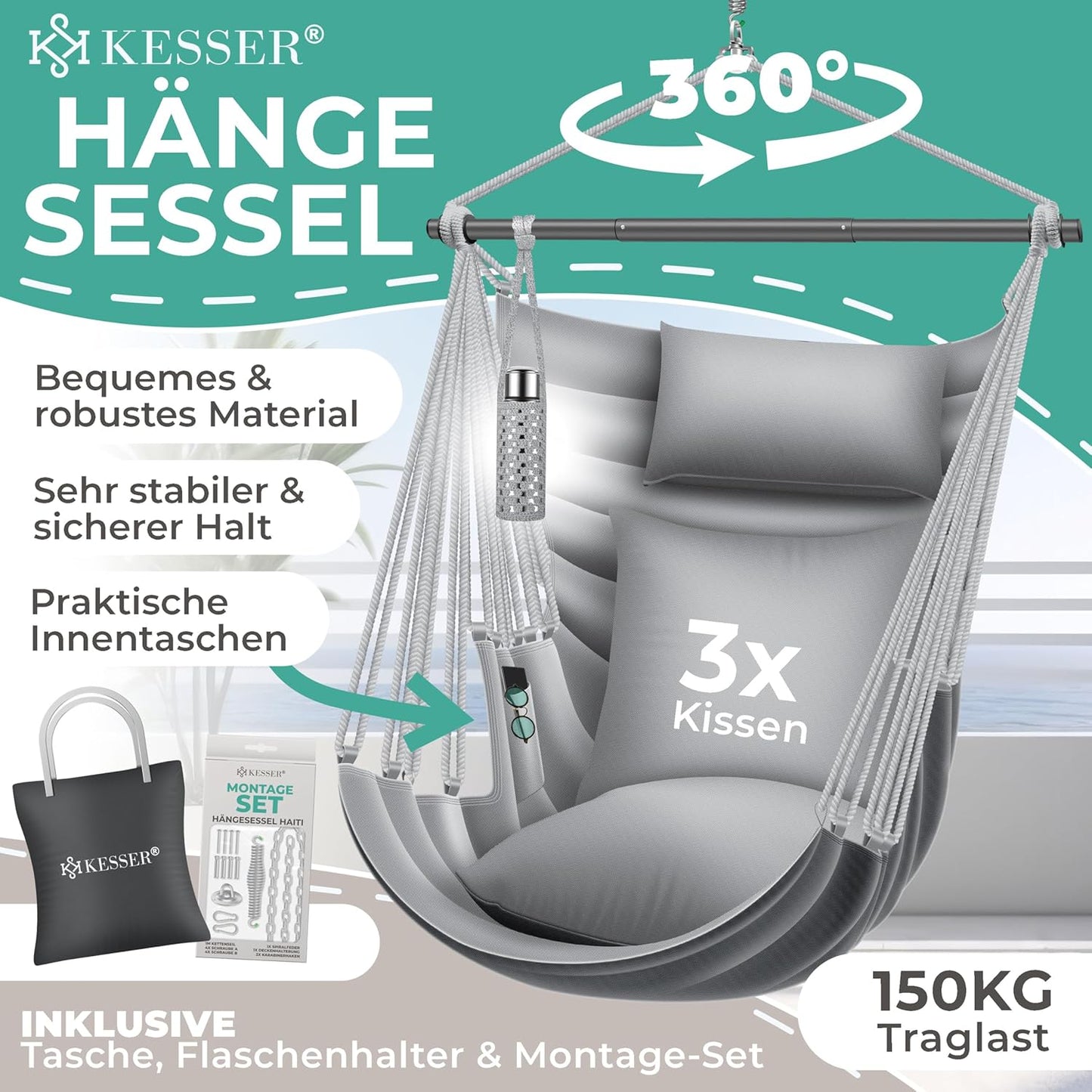 Hängesessel Haiti, Grau / Anthrazit