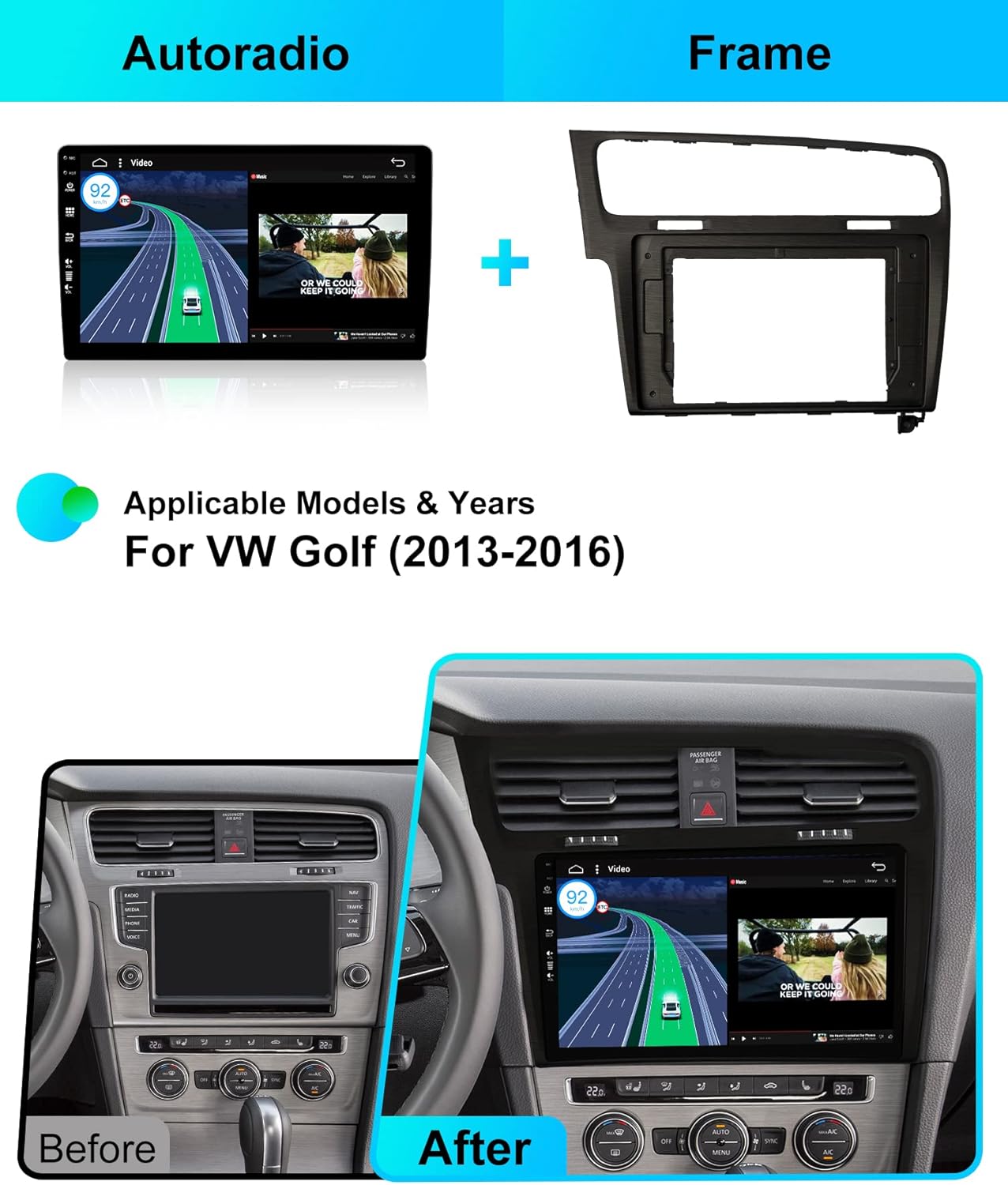 Android 10 Autoradio für Golf 7 mit Rückfahrkamera