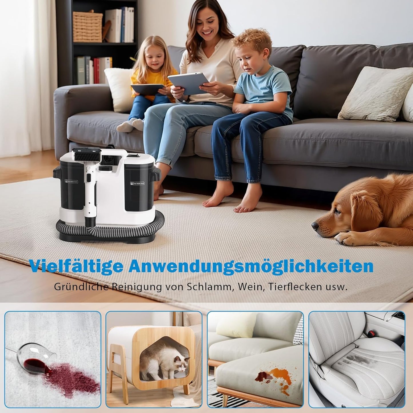 Nasssauger Polsterreiniger mit Selbstreinigung, Weiß