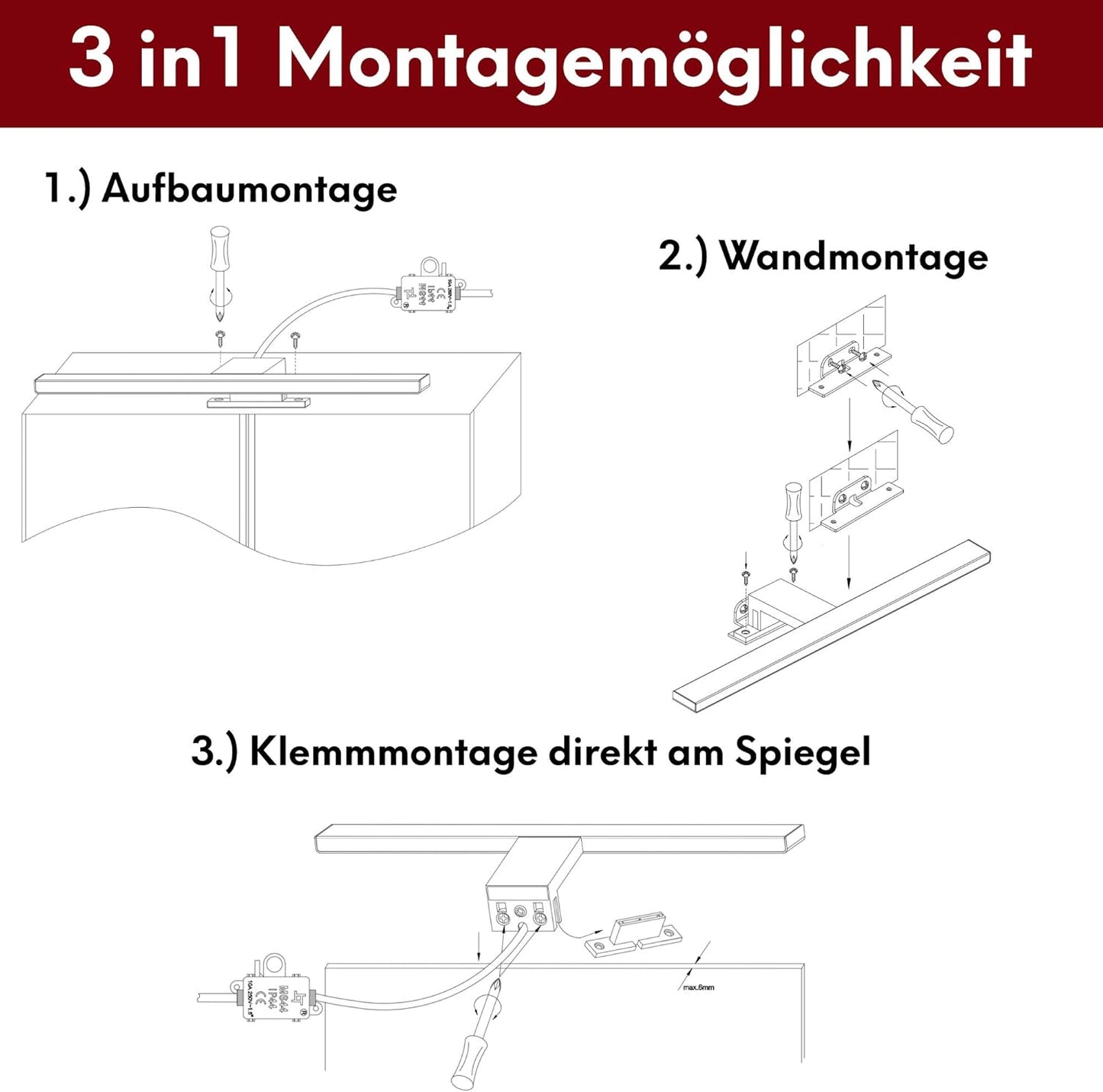 Spiegellampe, Verchromt - Warmweiss