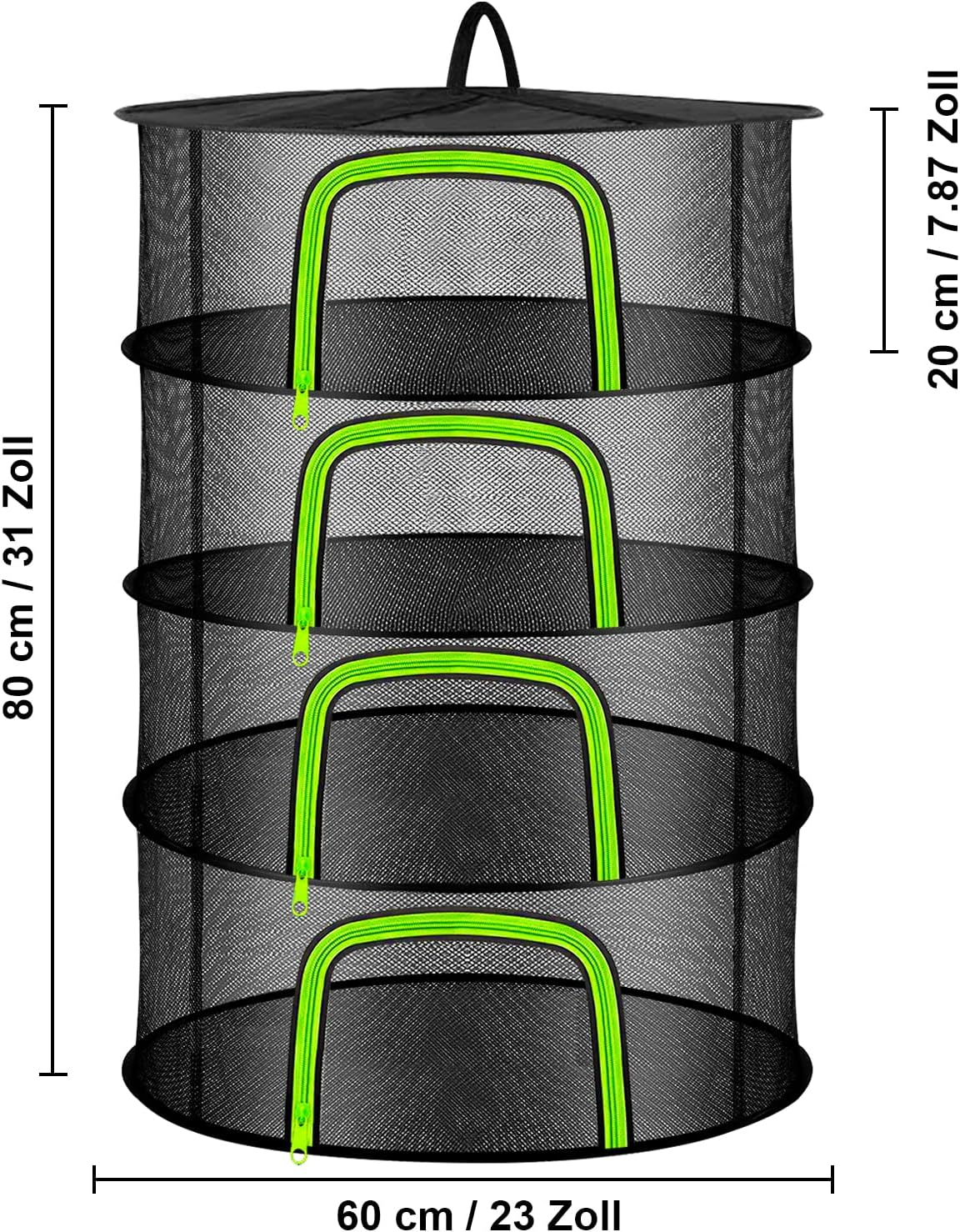 4-lagiges Kräutertrockner-Hängeregal mit Zipper, 4-lagiges